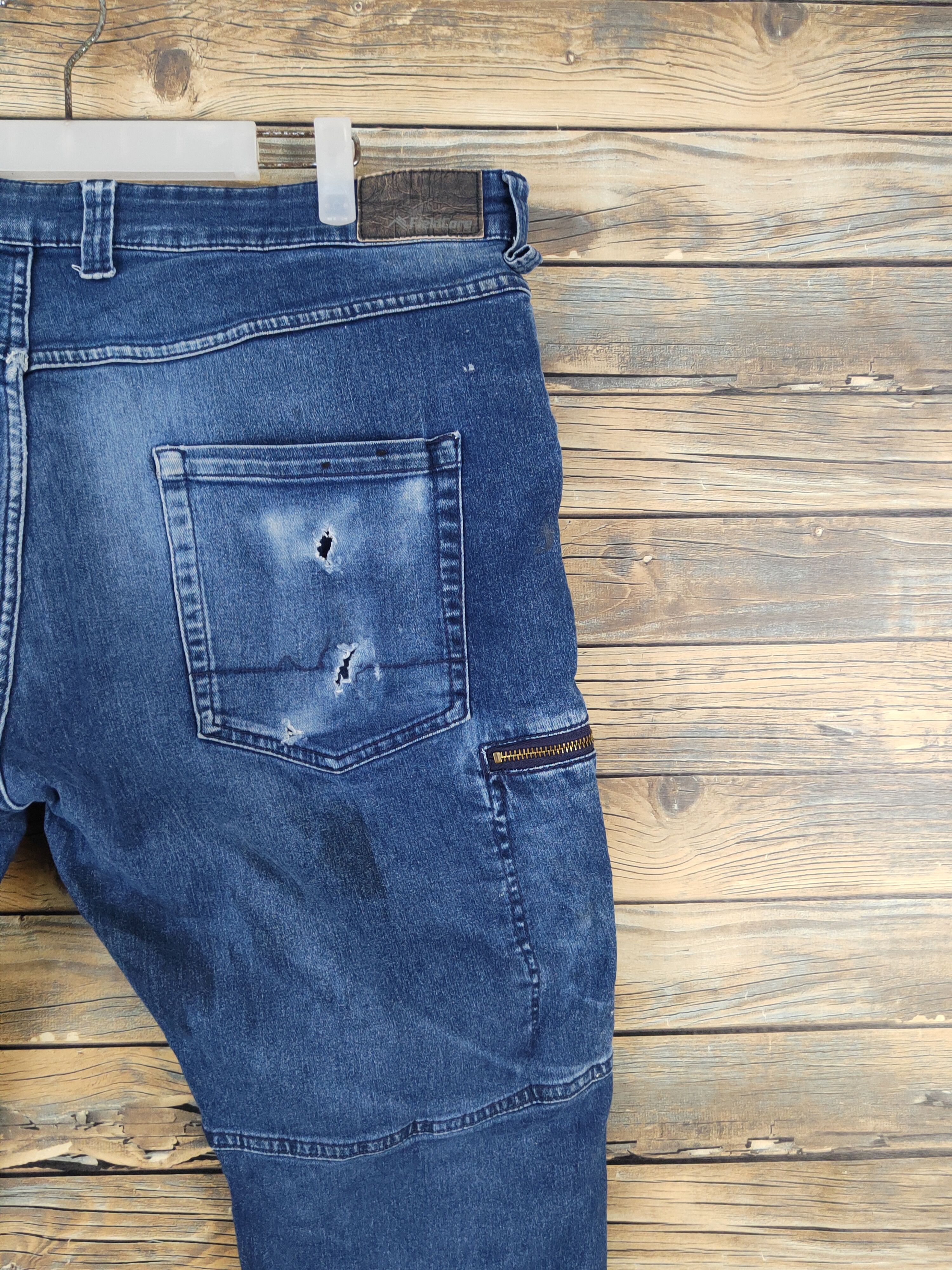 Japanese Brand FieldCore Dark Blue Distressed Ripped Jeans #W1979 Size US 39 - 10 Thumbnail