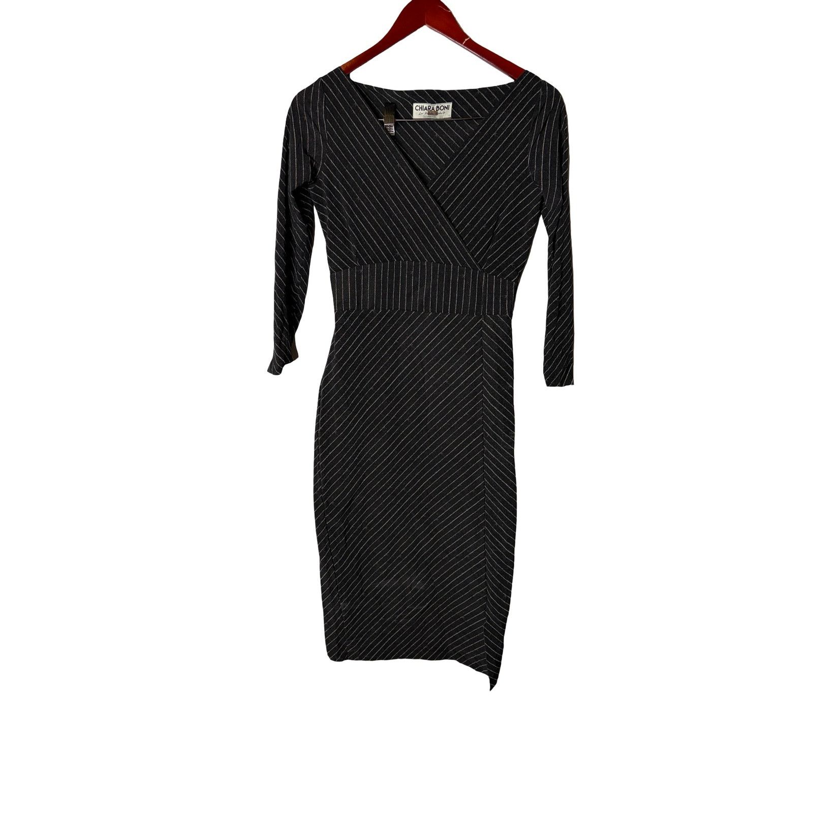 Chiara Boni Chiara Boni La Petit Robe Black Pinstripe Iza Sheath dress 8 Size M / US 6-8 / IT 42-44 - 2 Thumbnail