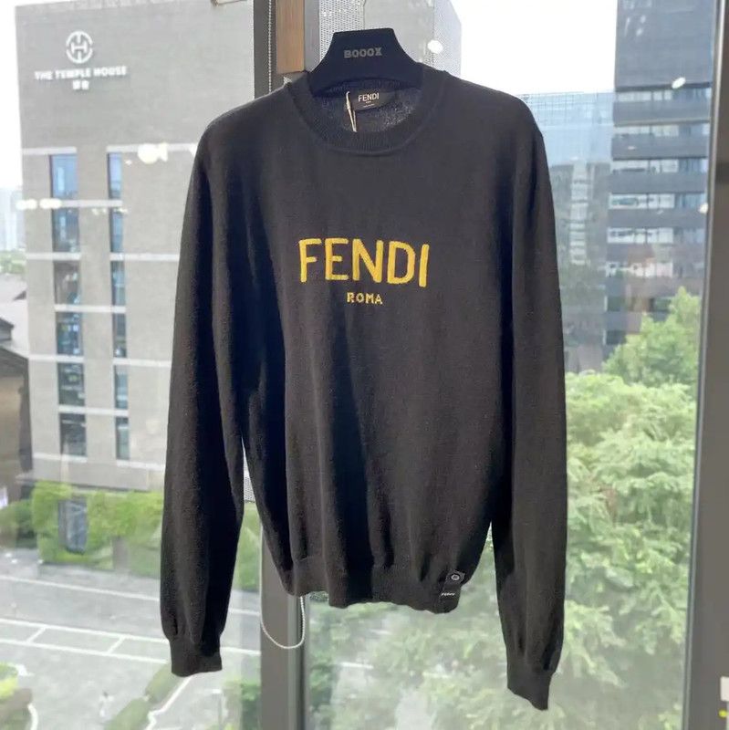 Fendi Fendi Black Wool Sweater with Logo 0089 Size ONE SIZE - 1 Thumbnail