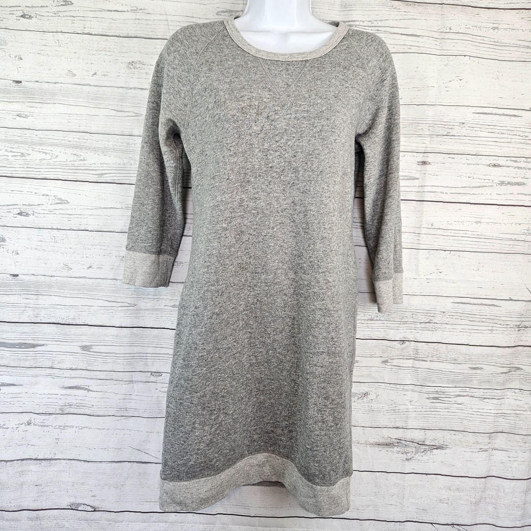 J.Crew J.Crew Sweatshirt Dress Womens Sz S Gray 3/4 Sleeve Cotton Blend Short Dress Length 33.5" Womens Size S / US 4 / IT 40 - 2 Thumbnail