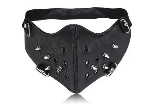 Jewelry Punk Rivet PU Leather Adjustable Face Mask Size ONE SIZE - 3 Thumbnail