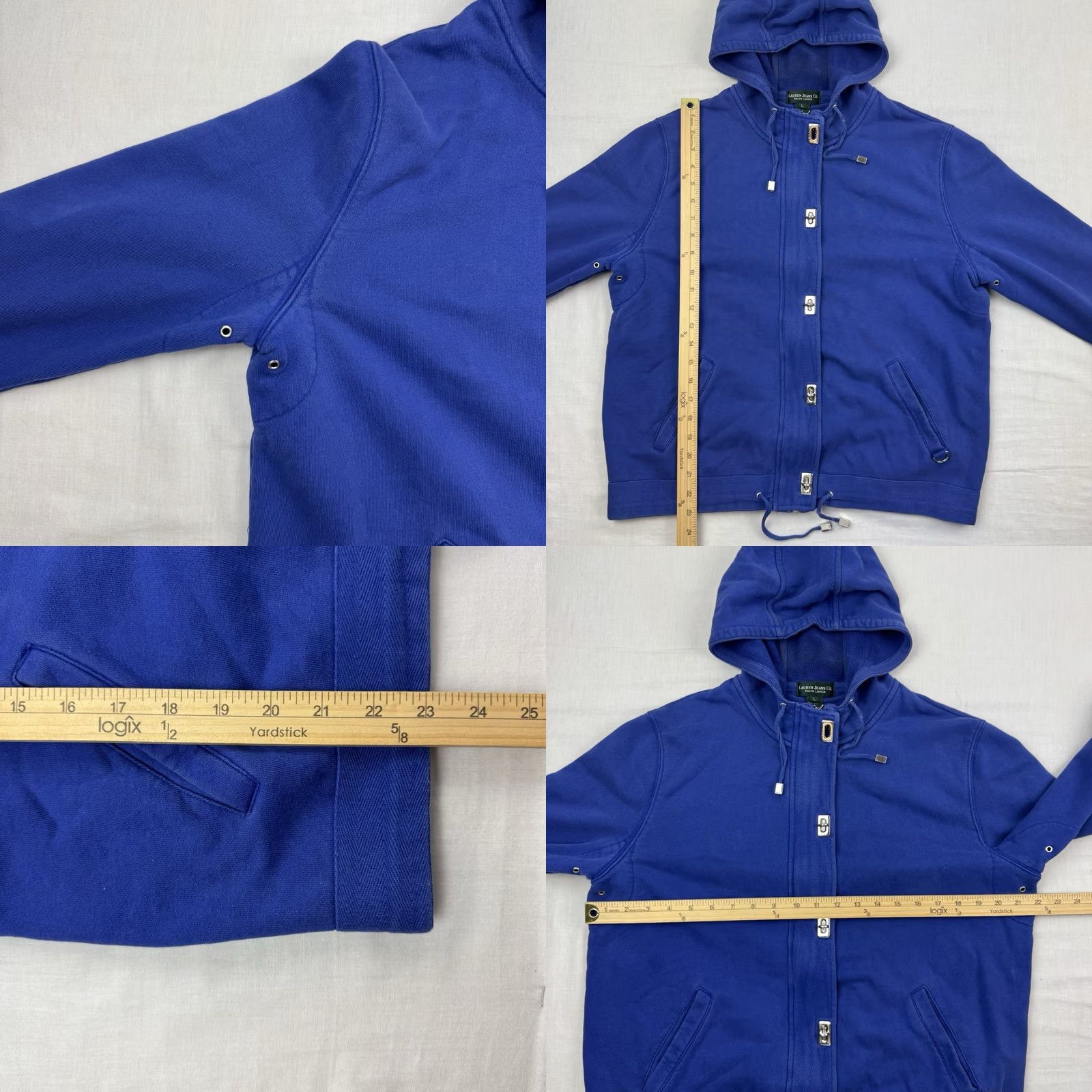 CO VINTAGE Lauren Jeans Co Hoodie Womens Large Full Zip Sweatshirt 90s Y2K Designer Jeans Co. Hoodie Women L Blue Solid 90s Designer Mens? Size L / US 10 / IT 46 - 8 Thumbnail