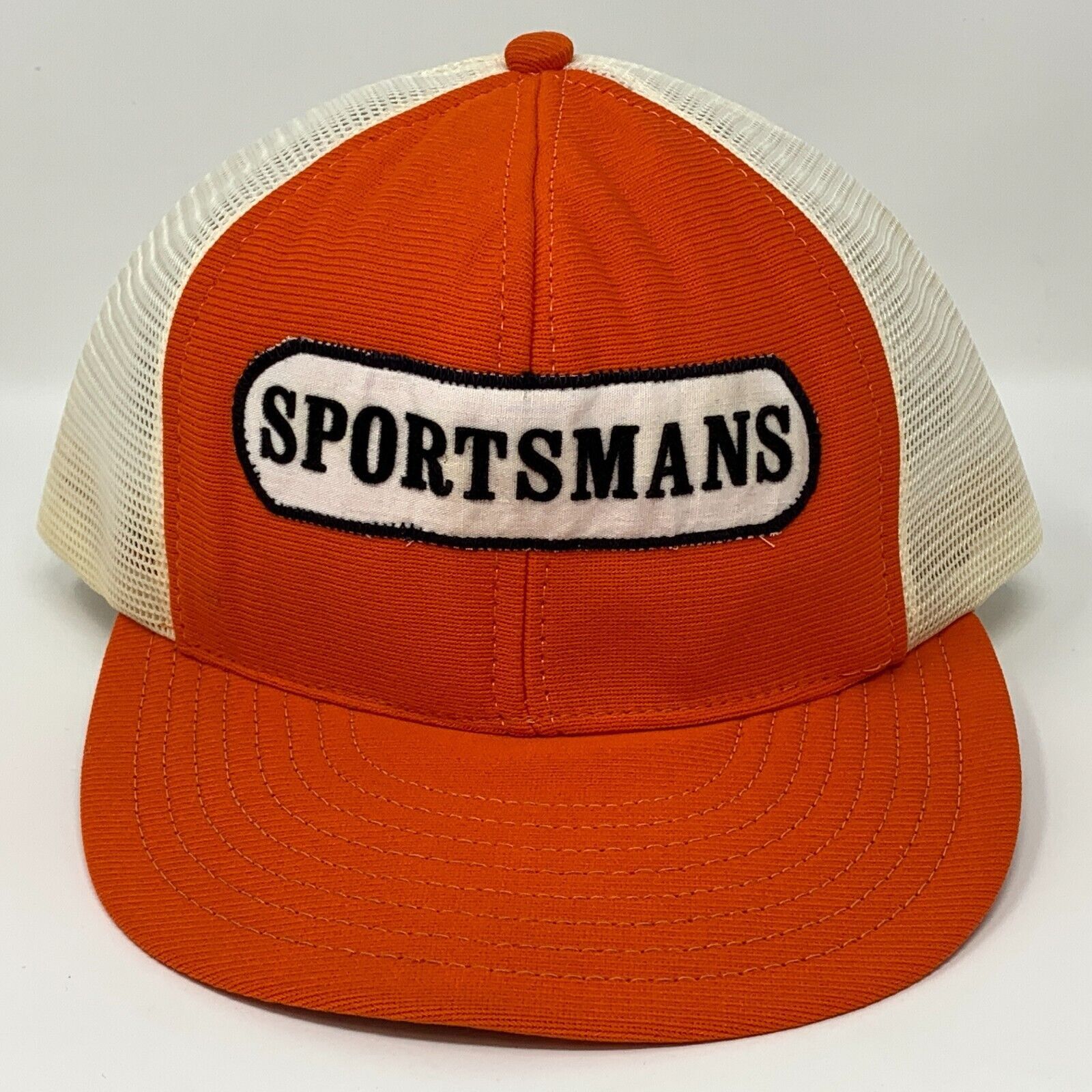 Vintage Vintage 80s Sportsmans Trucker Hat Baseball Cap Orange USA Size ONE SIZE - 1 Thumbnail