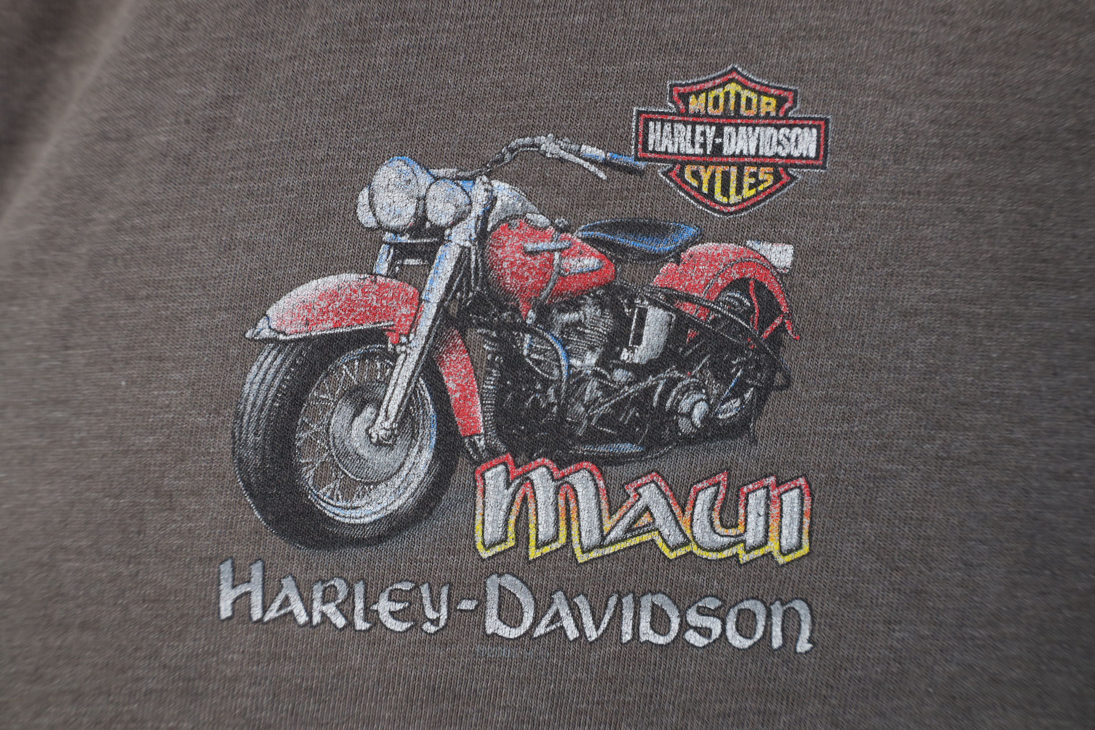 Harley Davidson Vintage Y2K 2001 Harley Davidson Maui Hawaii T-Shirt Gray Size US L / EU 52-54 / 3 - 4 Thumbnail