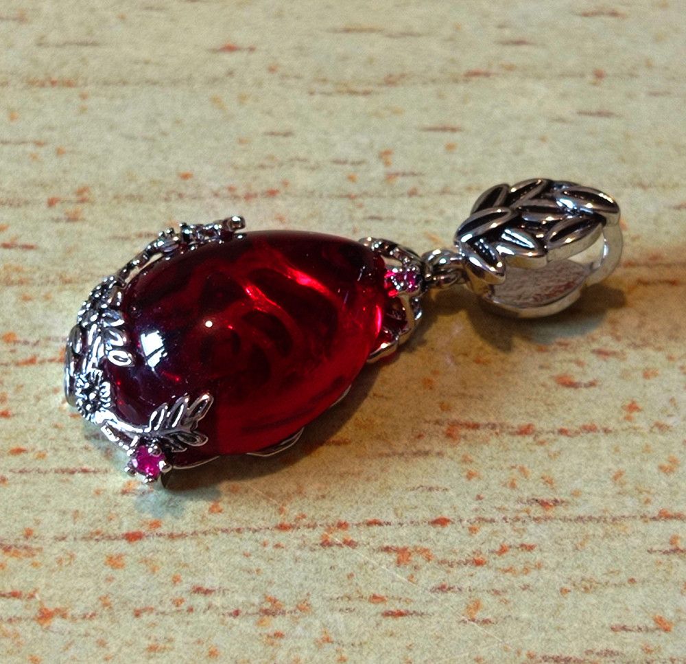 Designer × Japanese Brand × Vintage Vintage Floral Garnet Pendant Silver Necklace Chrome Rave Size ONE SIZE - 6 Thumbnail