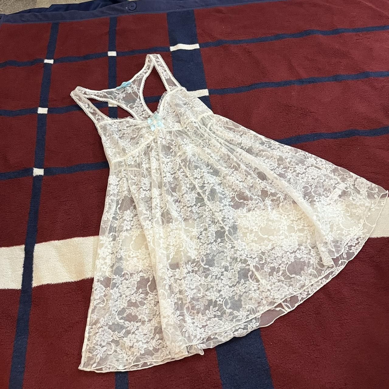 Betsy Johnson white Cream Lace Lingerie Racerback Mini Dress - toestory.in