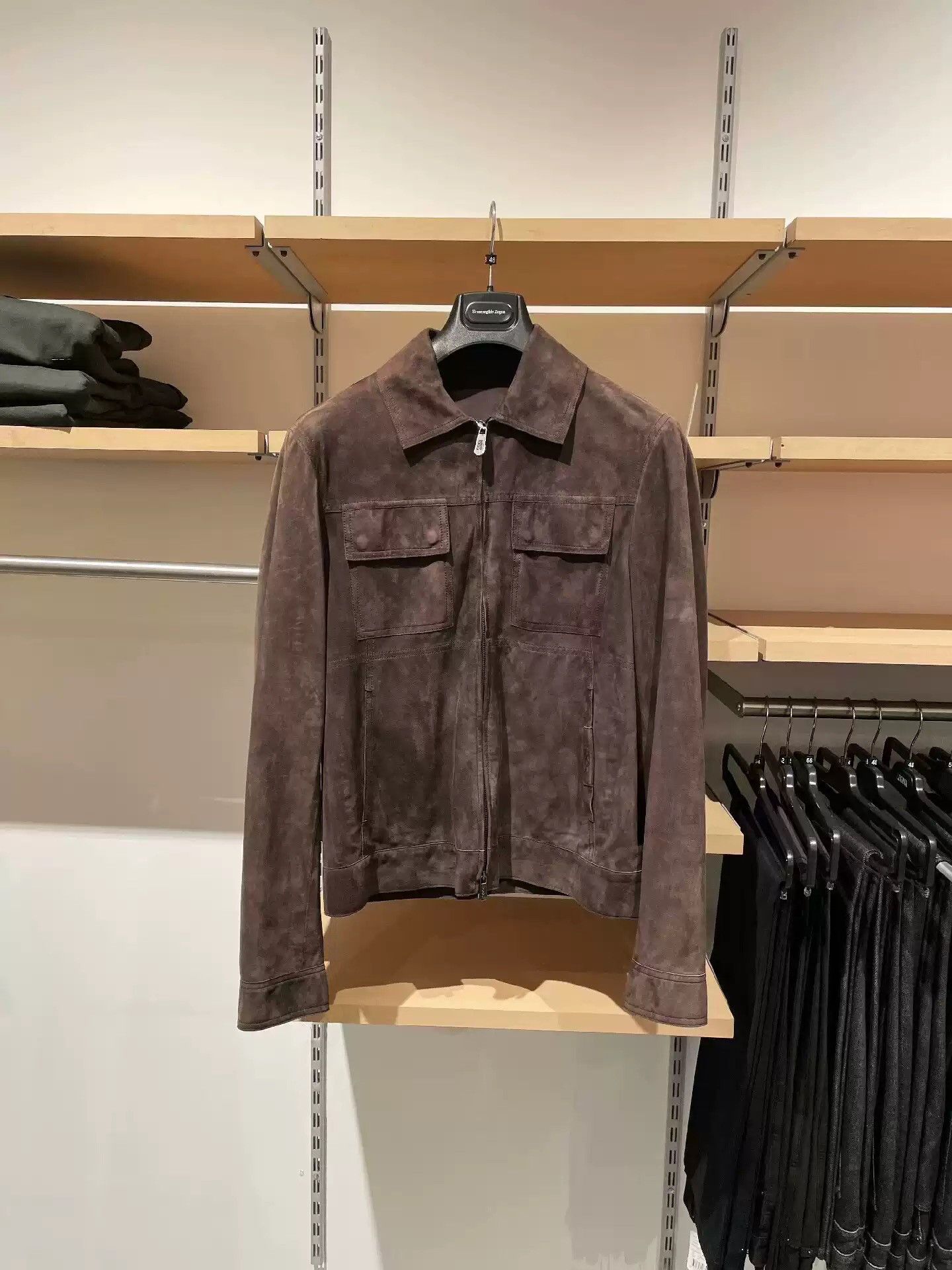 image of Ermenegildo Zegna Couture Xxx Runway Suede Leather Jacket in Brown Tan, Men's (Size Medium)
