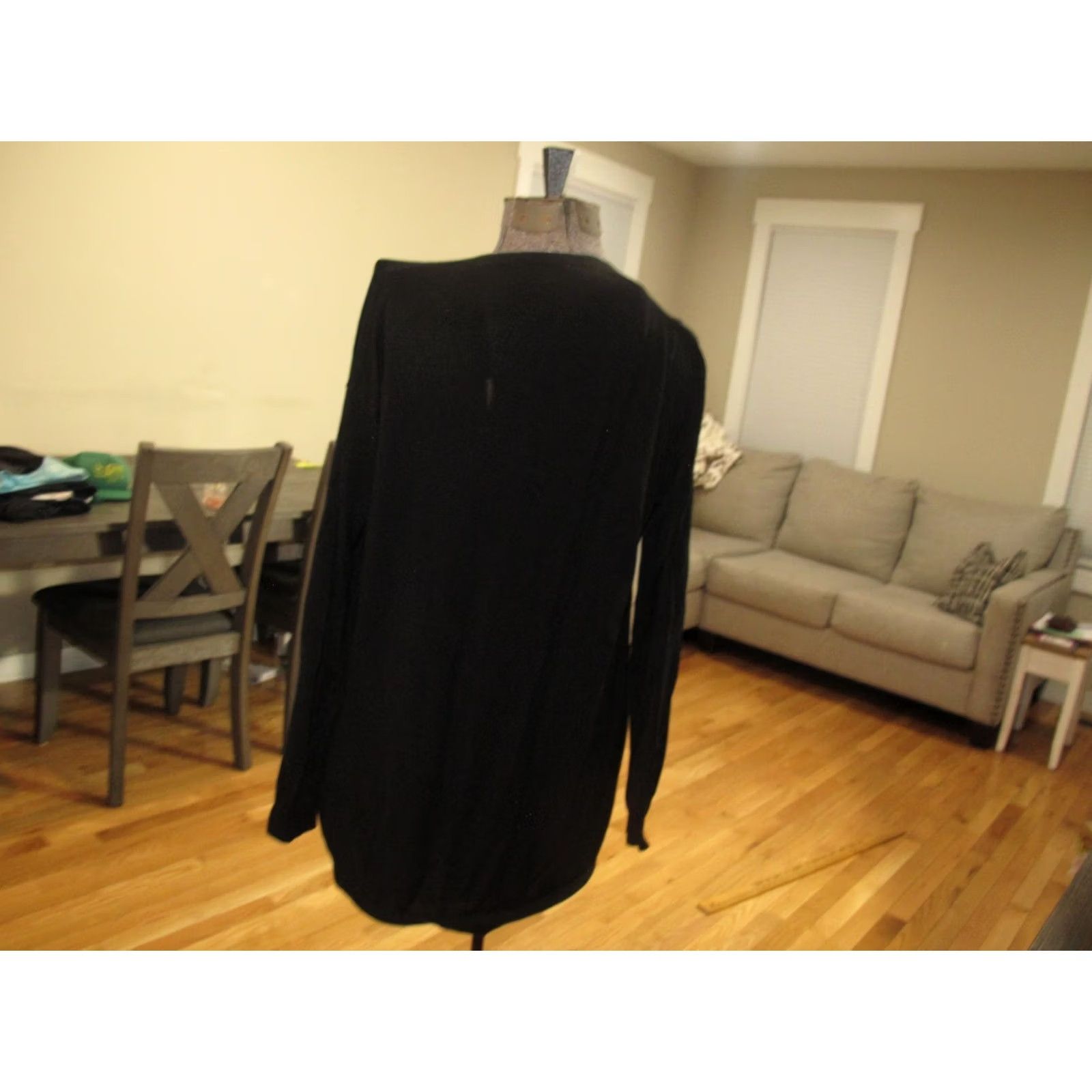 Vintage Cardigan Sweater Women's Size 8 Black 100% Viscose Long Sleeve Open Front Size M / US 6-8 / IT 42-44 - 6 Thumbnail