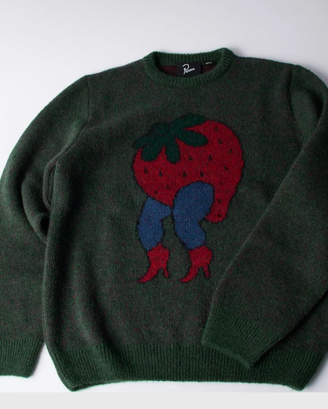 Parra Stupid strawberry knitted pullover Hunter green Size US L / EU 52-54 / 3 - 1 Thumbnail