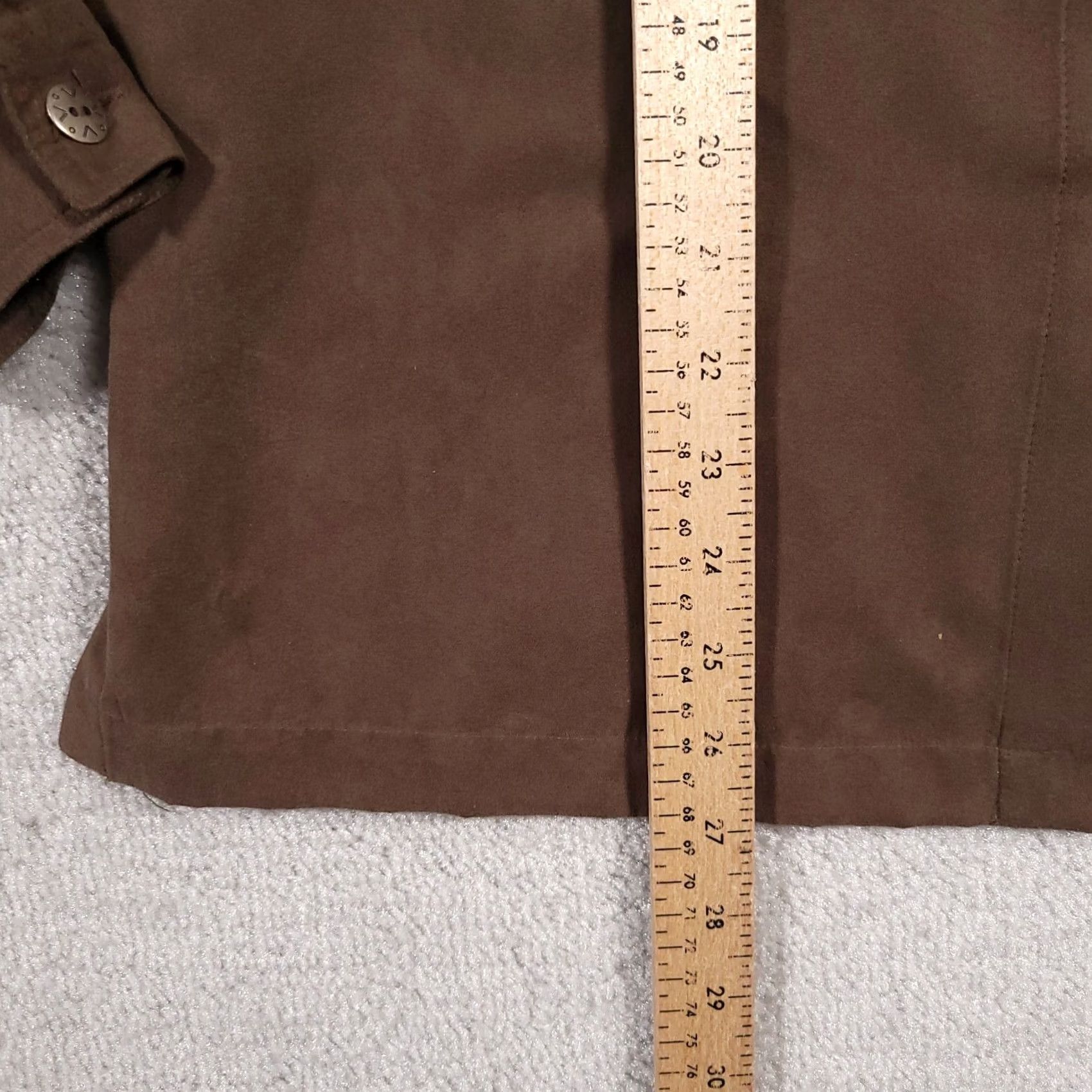 Vintage VINTAGE Erin London Button Front Shirt Women's Medium Brown Suede L/S Shoulder Pads 80s 90s, Regular, Polyester, Brown, Shirt, Womens, 2XL Size XXL / US 16-18 / IT 52-54 - 7 Thumbnail