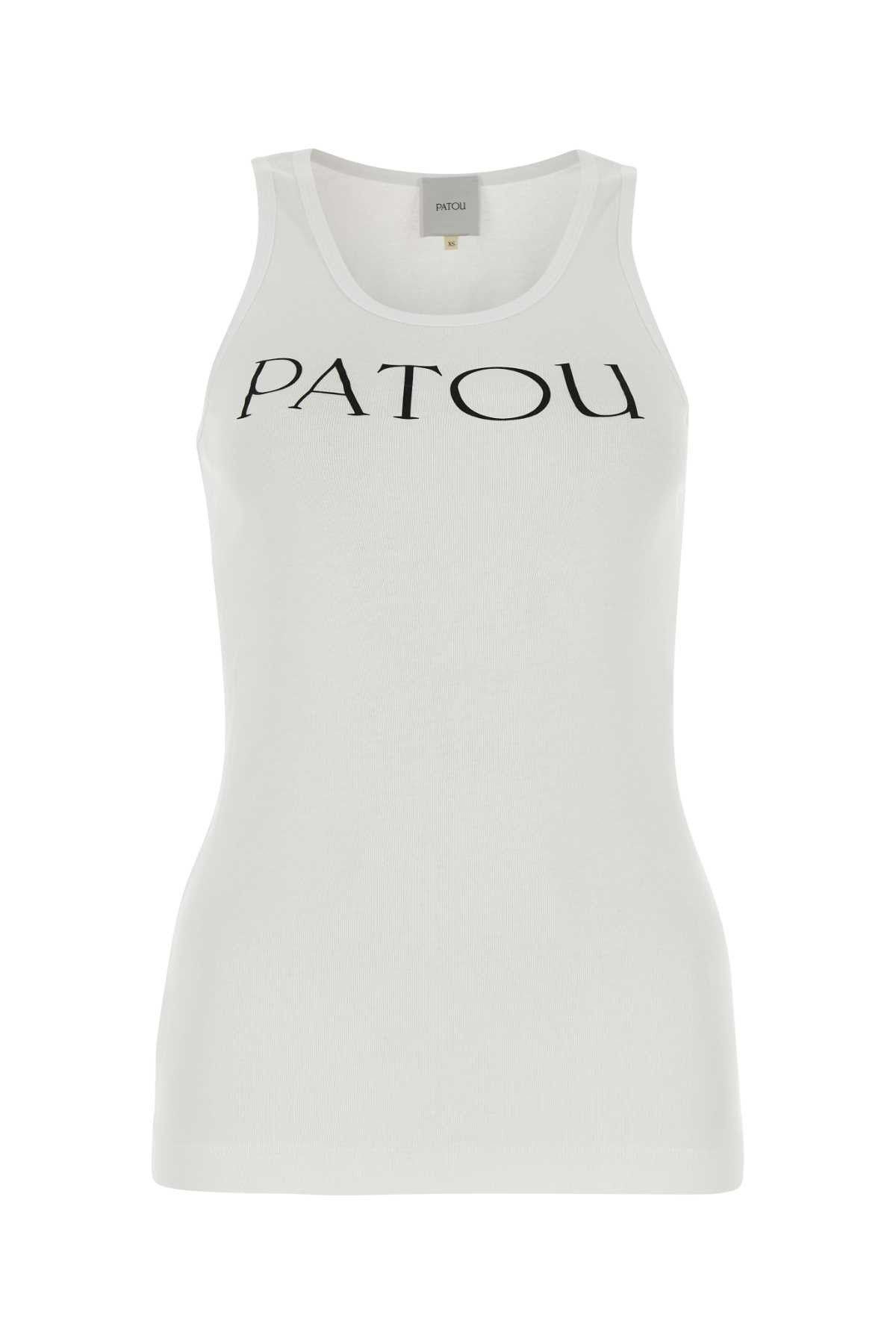 Patou White Cotton Tank Top Size L / US 10 / IT 46 - 1 Thumbnail