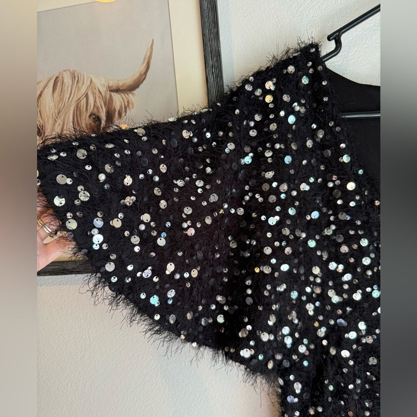 Zara Limited Edition Black Sequin Midi Dress