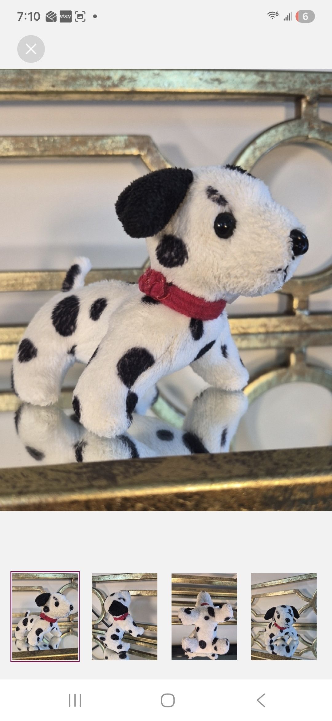 Disney 101 Dalmatian Dog Puppy Toy with Red Collar Size ONE SIZE - 3 Thumbnail