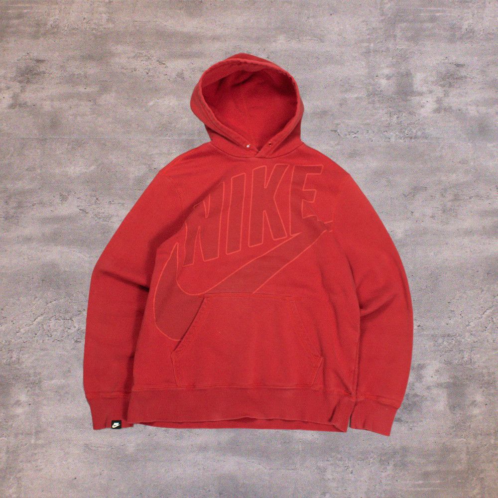 Nike Y2K 2000's 00's Nike Big Logo Baggy Oversize Red Hoodie Size US L / EU 52-54 / 3 - 1 Thumbnail