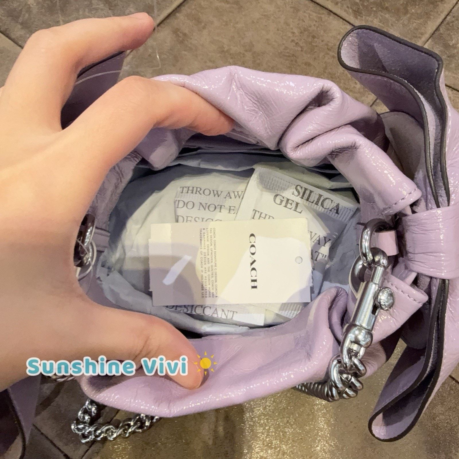 Coach NWT Coach Faye Mini Drawstring Bag Bows CEL03 Amethyst Size ONE SIZE - 5 Thumbnail