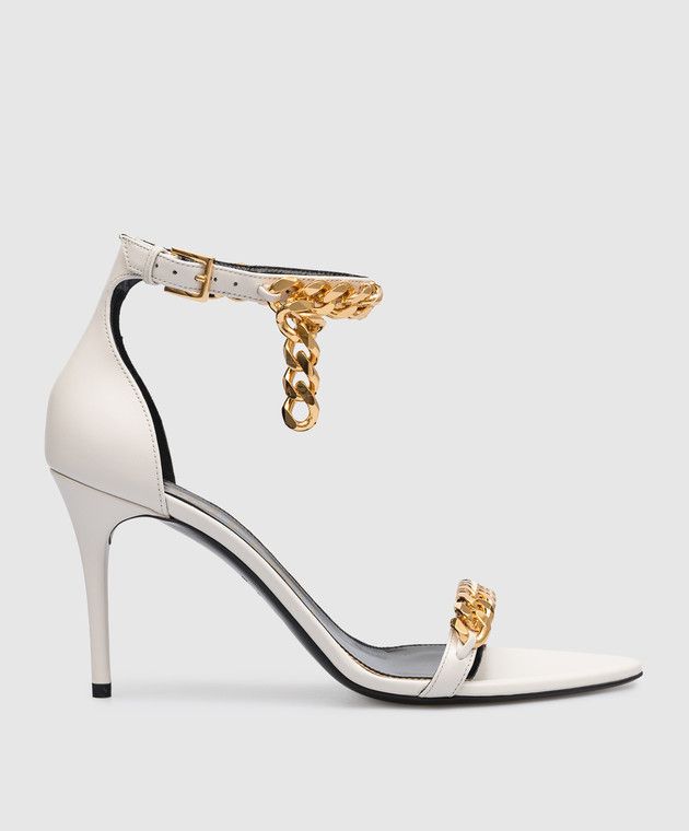 o1loc1c0624 W3080T Chain 90 MM Sandals in White/Gold