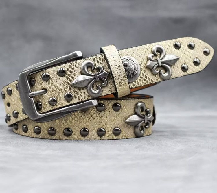 Japanese Brand Y2k PU Leather Rivet Punk Skull Rock Belt 105 Size ONE SIZE - 1 Thumbnail