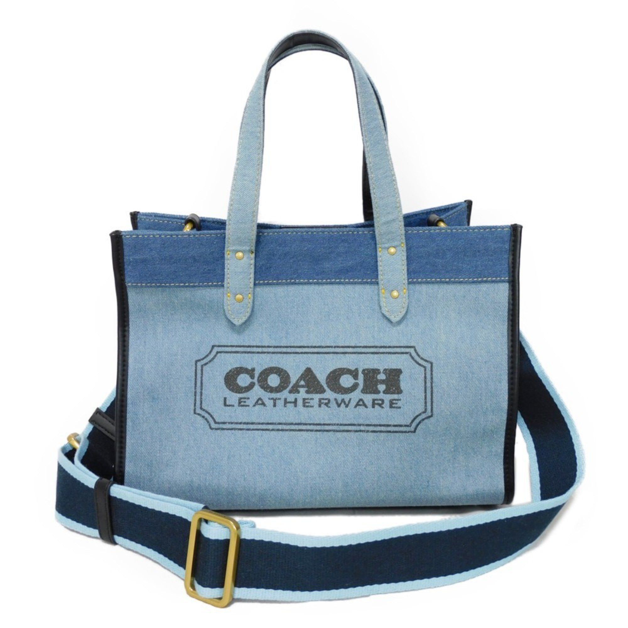 Coach Tote Bag Field 30 Blue Shoulder Crossbody Denim Indigo 89163 Men's Women's