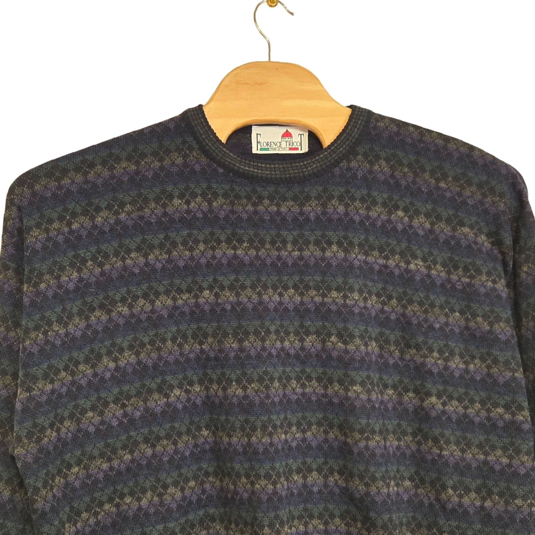 Vintage VINTAGE Florence Tricot Argyle Sweater XL Men Blue Cosby Grandpacore Pullover Italy Size US XL / EU 56 / 4 - 2 Thumbnail