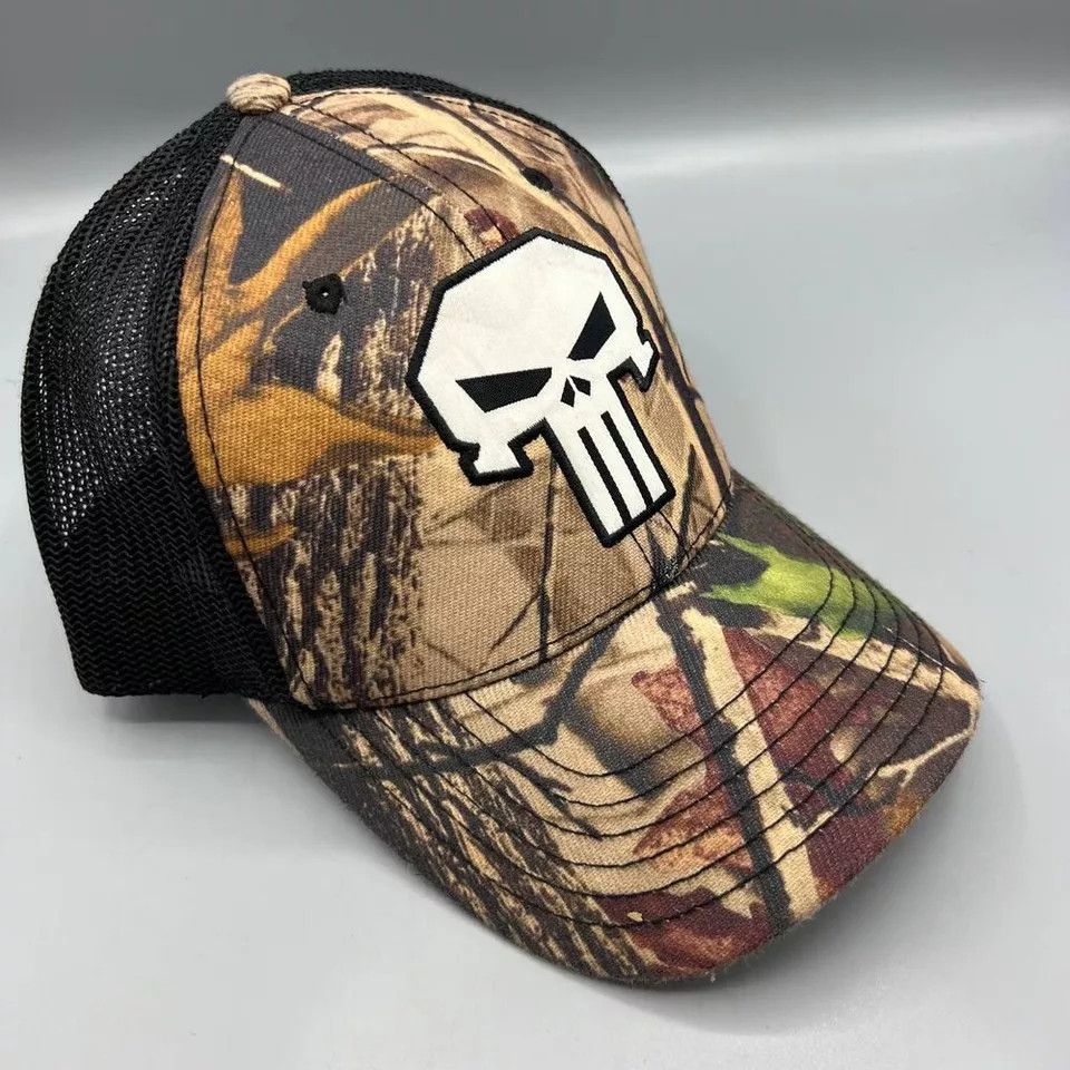 Other Marvel Punisher Skull Trucker Hat Men Camo Snap Back Cap Size ONE SIZE - 7 Thumbnail