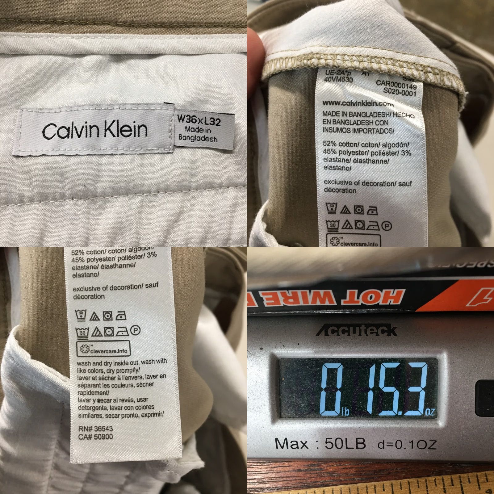 Calvin Klein Calvin Klein Chino Pants Men Beige Cotton Blend Mid Rise Flat Front Casual 36x32 Regular Mens Slim? Size US 36 / EU 52 - 10 Thumbnail