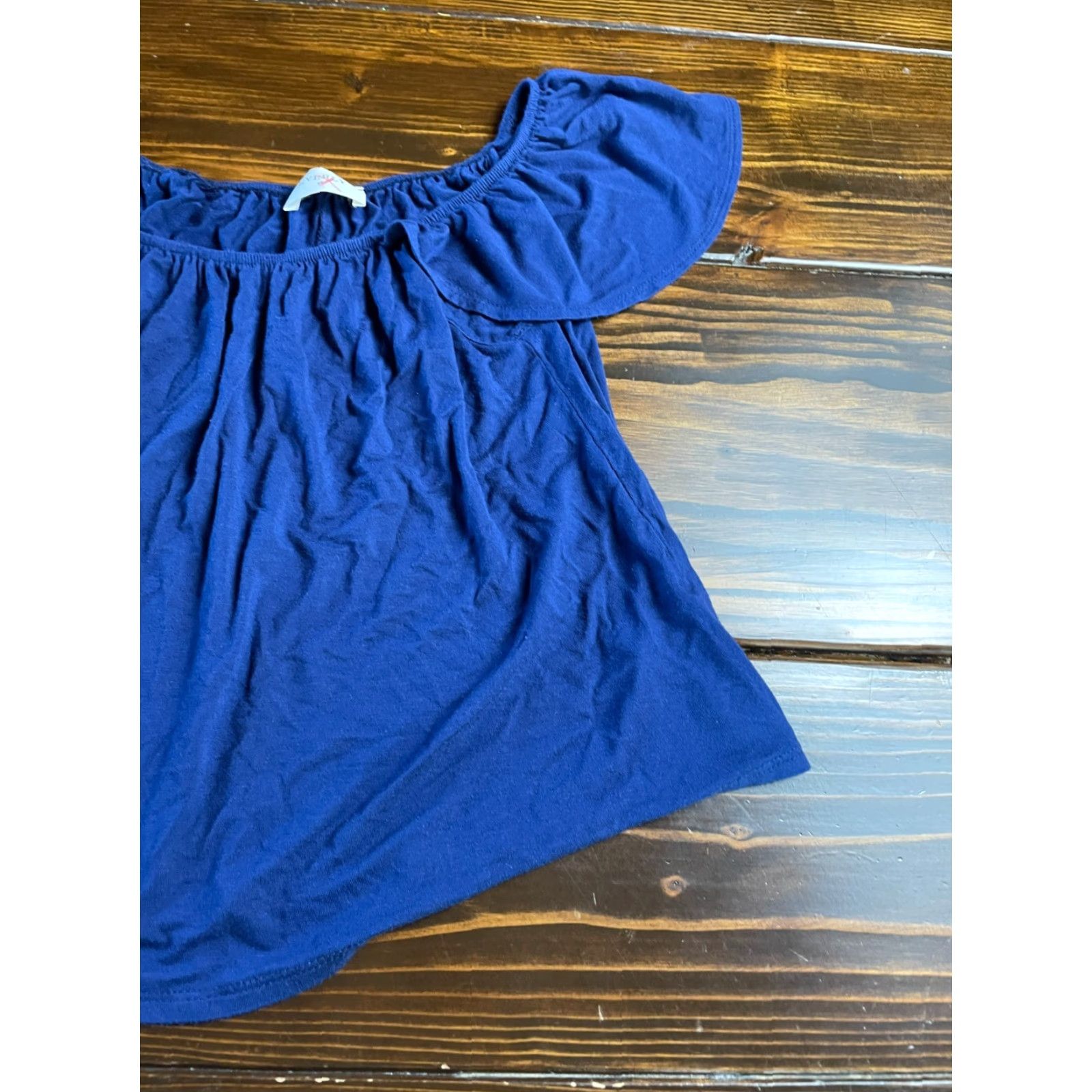 Vintage Everly Shirt Women’s Size Small Navy Blue Off Shoulder Cropped Shirt Short Sleeve Vintage No Size S / US 4 / IT 40 - 3 Thumbnail