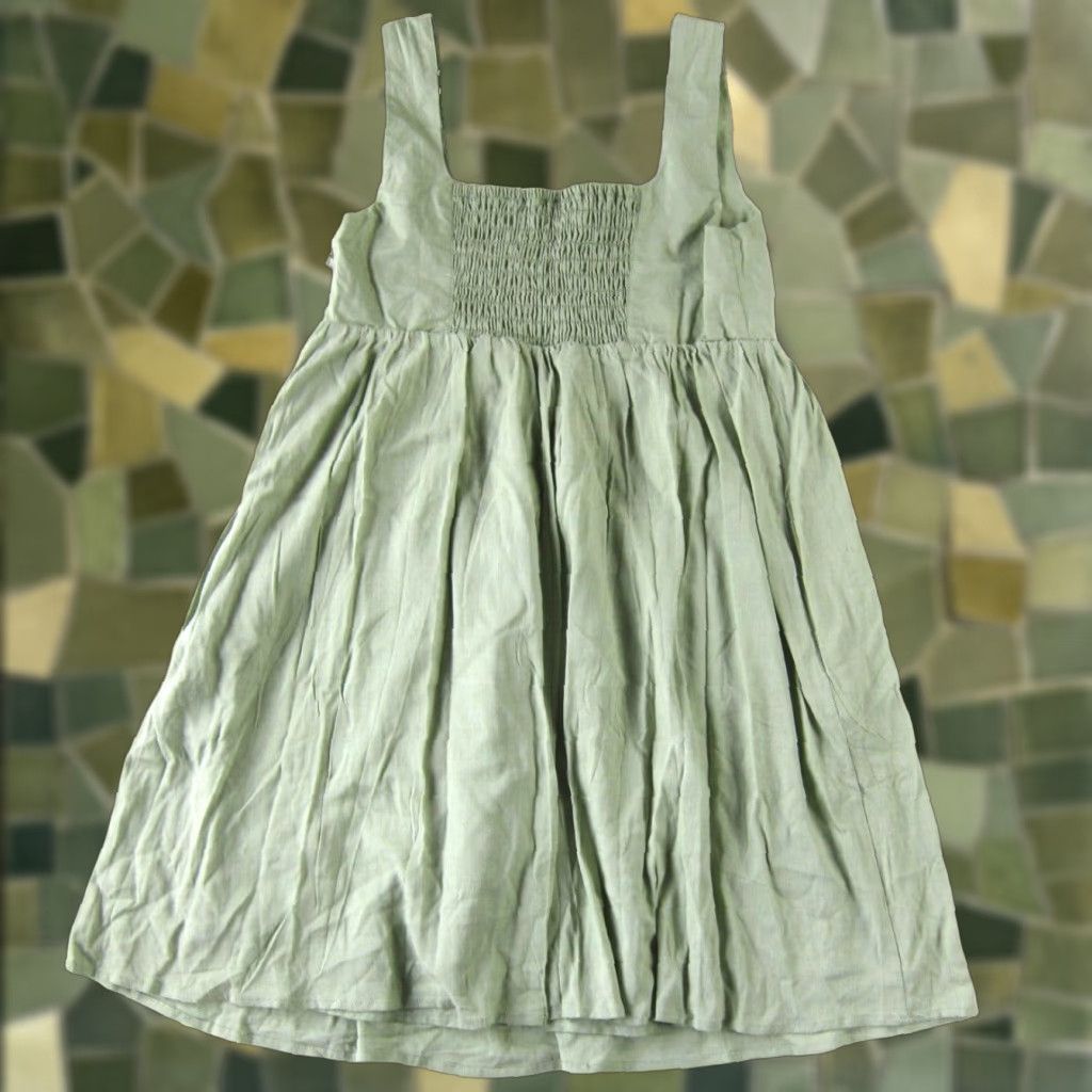 Vintage And Now This Cotton Stretch Green Sleeveless Pocket Sheath Tank Sun Dress Small Size S / US 4 / IT 40 - 1 Thumbnail