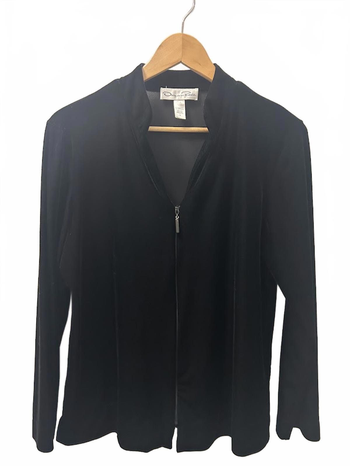Oscar De La Renta Vintage Black Velour Oscar De La Renta zip jacket small Size S / US 4 / IT 40 - 1 Thumbnail