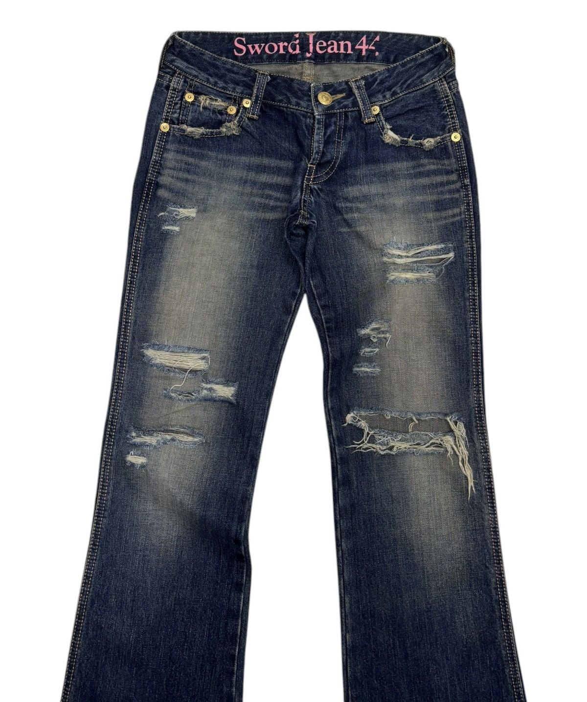 Hysteric Glamour Flare Jeans Japanese Sword Fish Distressed Low Rise Jeans Size US 28 / EU 44 - 7 Thumbnail