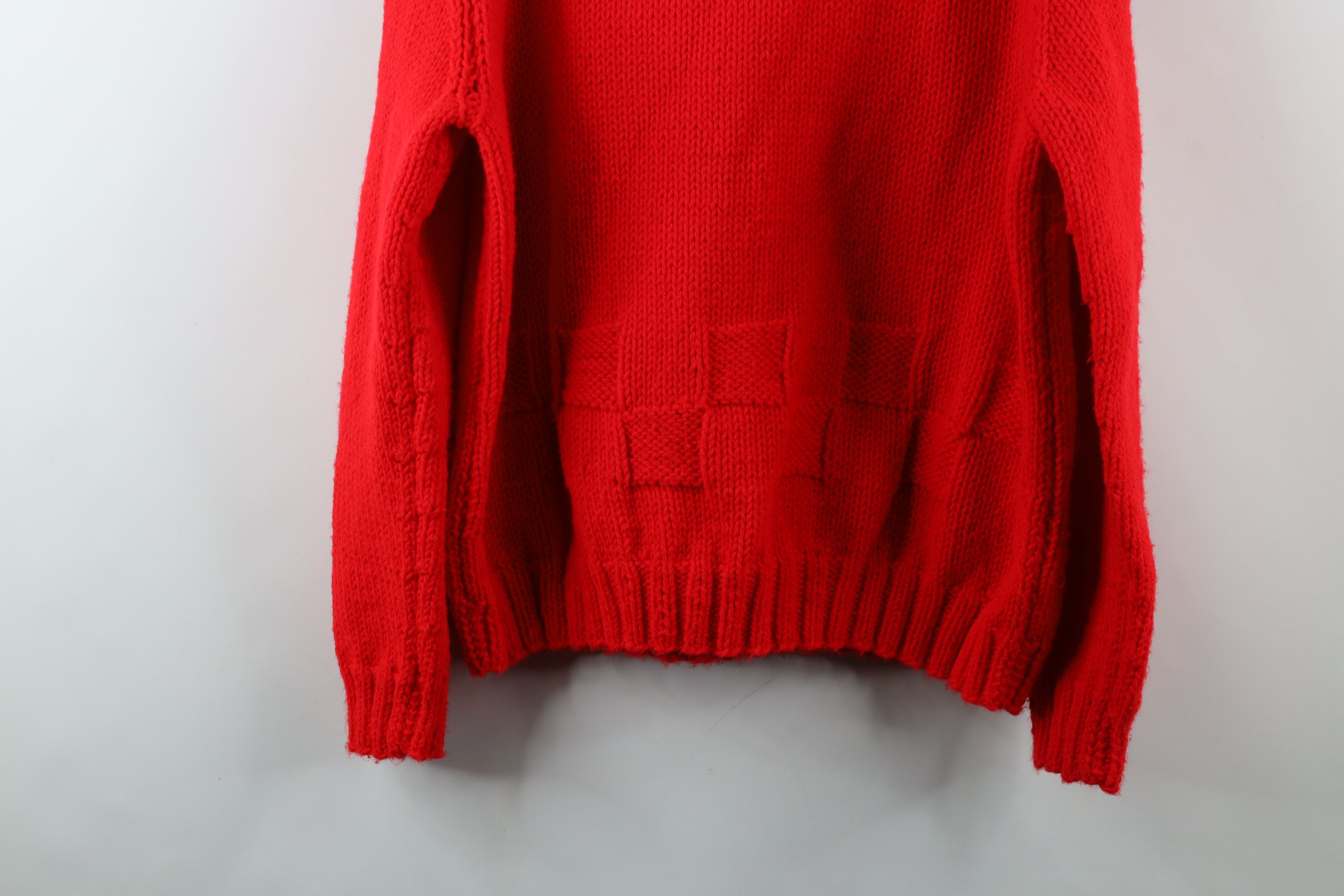 Vintage Vintage 70s Streetwear Chunky Knit Geometric Sweater Red Size XXL / US 16-18 / IT 52-54 - 12 Thumbnail