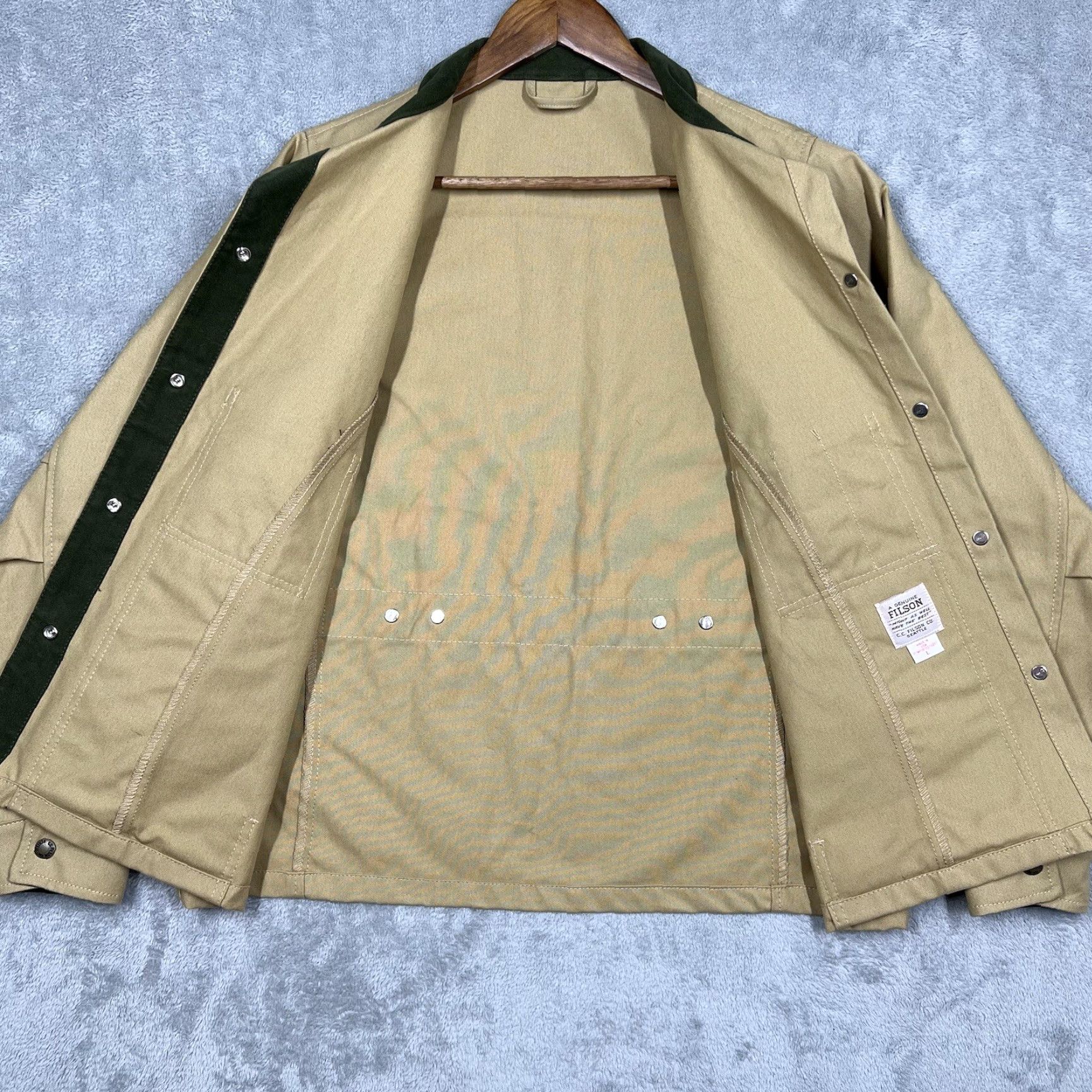 Filson Filson Tin Cloth Women's Jacket Style 20011 Button Front Green Trim Tan Cotton Canvas Work Womens Size L / US 10 / IT 46 - 5 Thumbnail