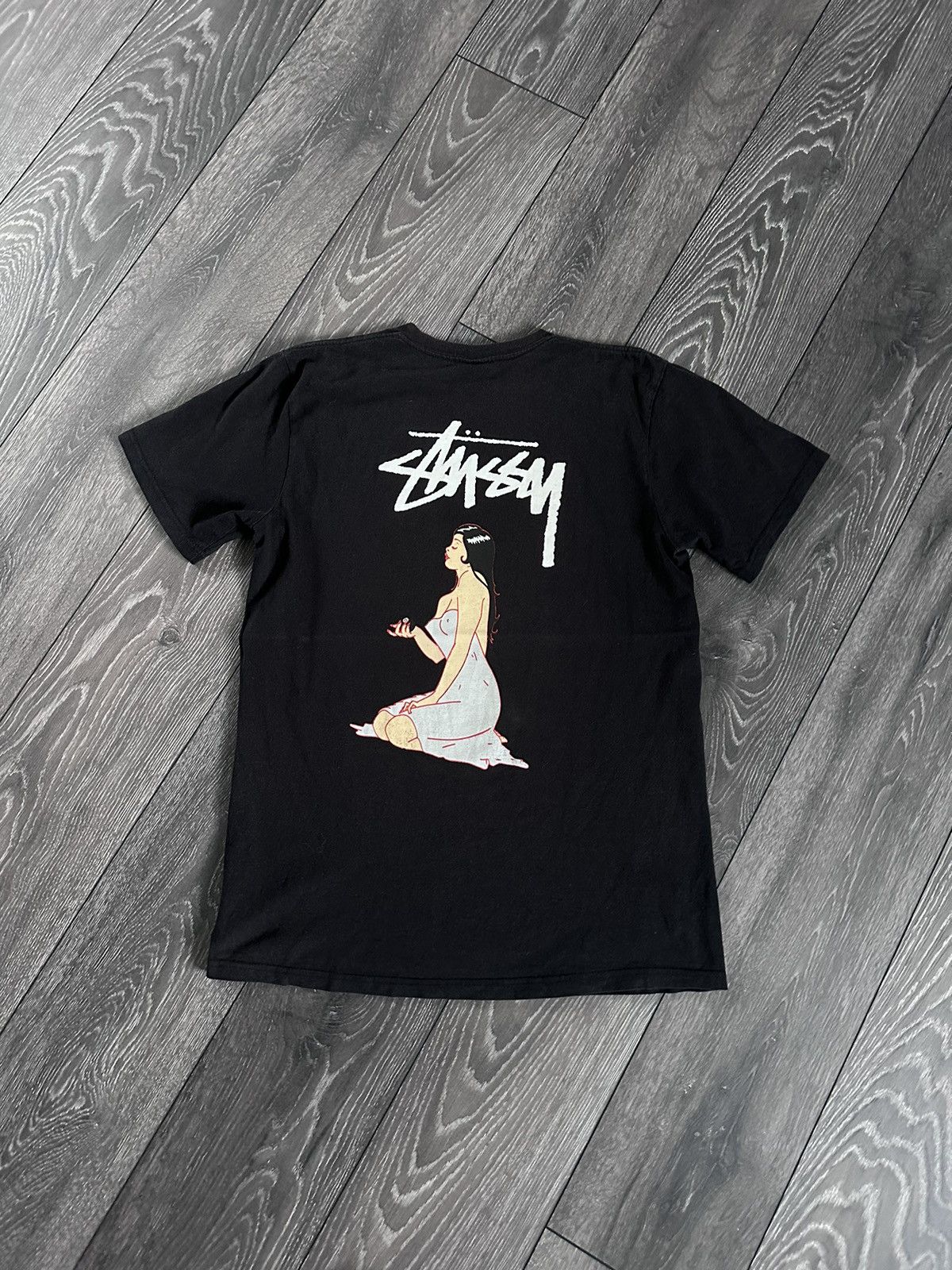 image of Stussy Nude 8Ball Girl T Shirt in Black, Men's (Size XL)