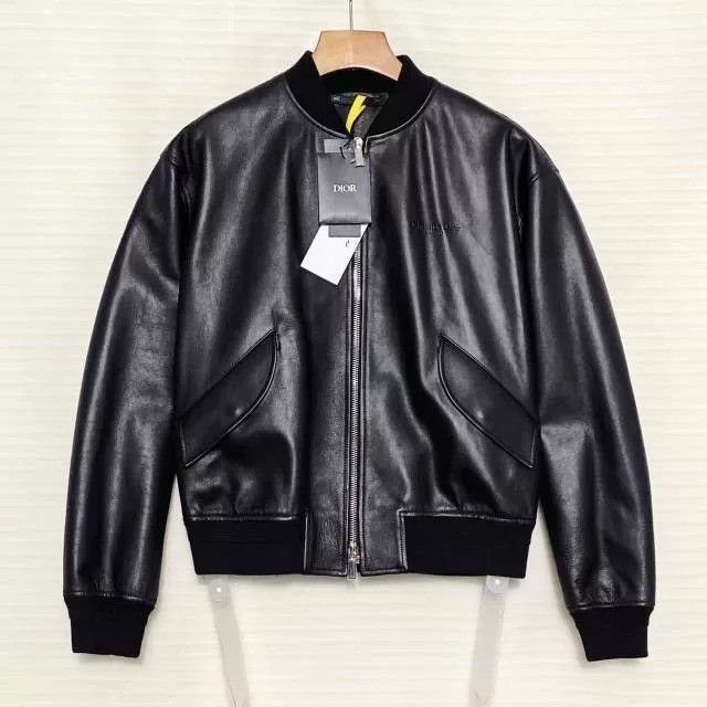 Dior DIOR SS25 Men's Solid Ribbed Leather Jacket Size US M / EU 48-50 / 2 - 1 Thumbnail