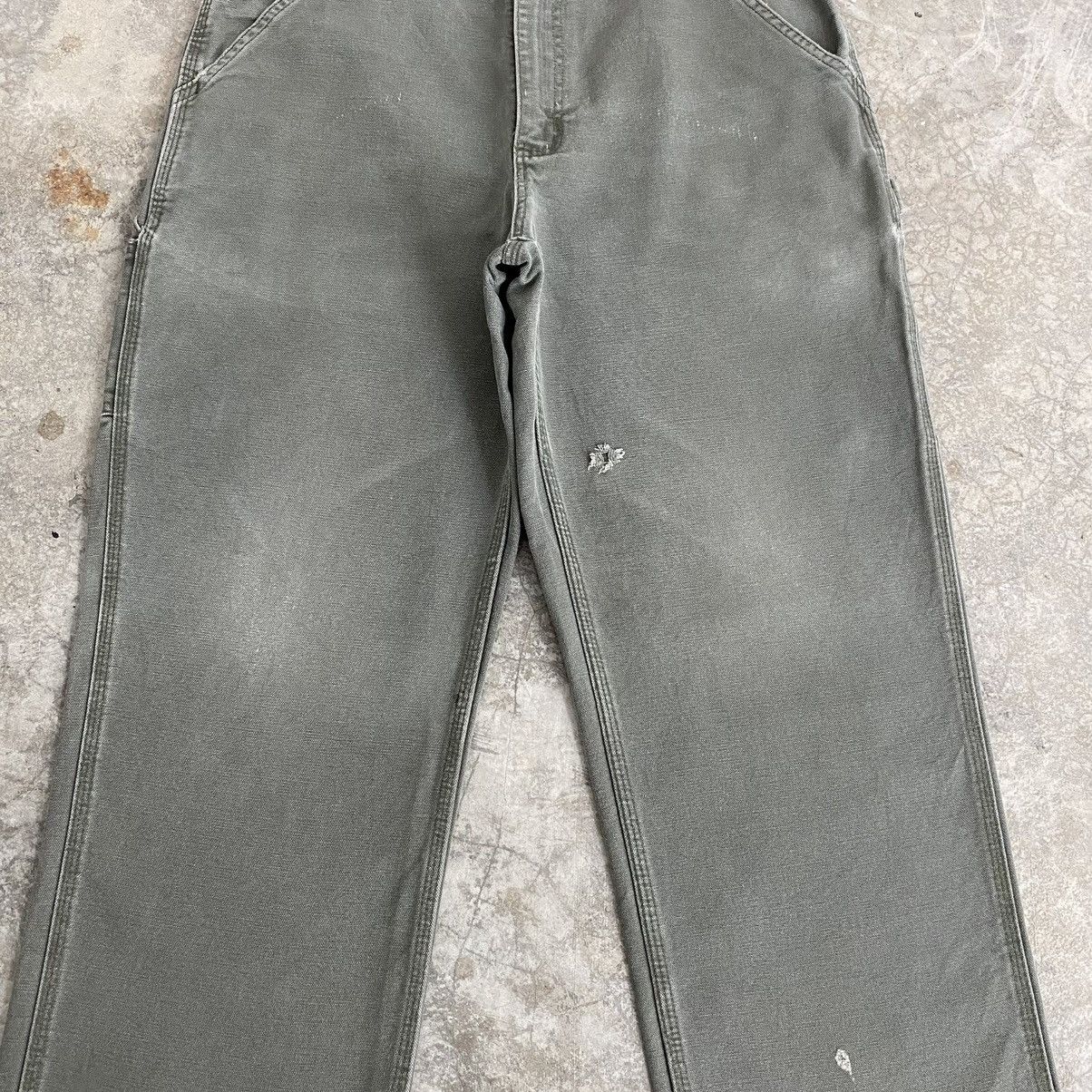 Carhartt Vintage Carhartt Faded Moss Green Carpenter Work Pants Size US 33 - 6 Thumbnail