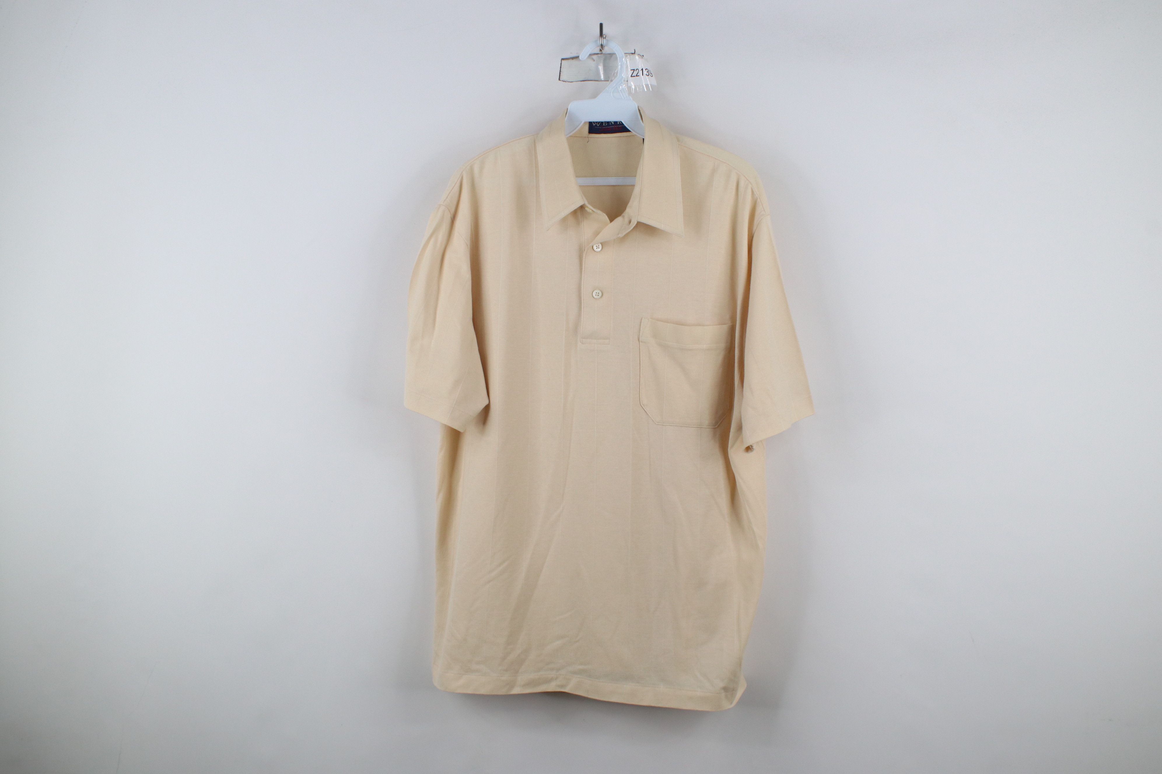 Vintage Vintage 80s 90s Streetwear Sheer Knit Polo Shirt Beige Size US L / EU 52-54 / 3 - 1 Thumbnail