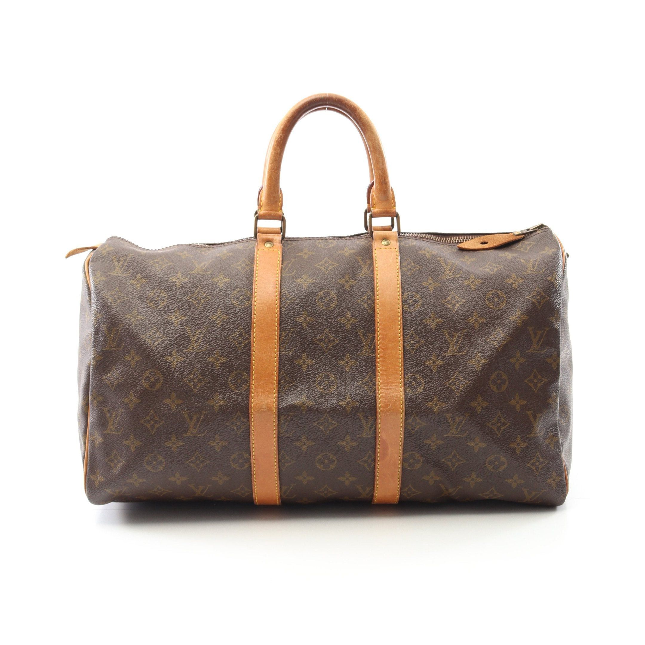 Louis Vuitton Louis Vuitton Keepall 45 Monogram Boston Bag Leather Brown Size ONE SIZE - 1 Thumbnail