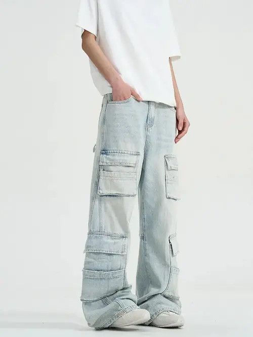 Japanese Brand × Jean Cargo Stack Denim Jeans Size US 30 / EU 46 - 3 Thumbnail