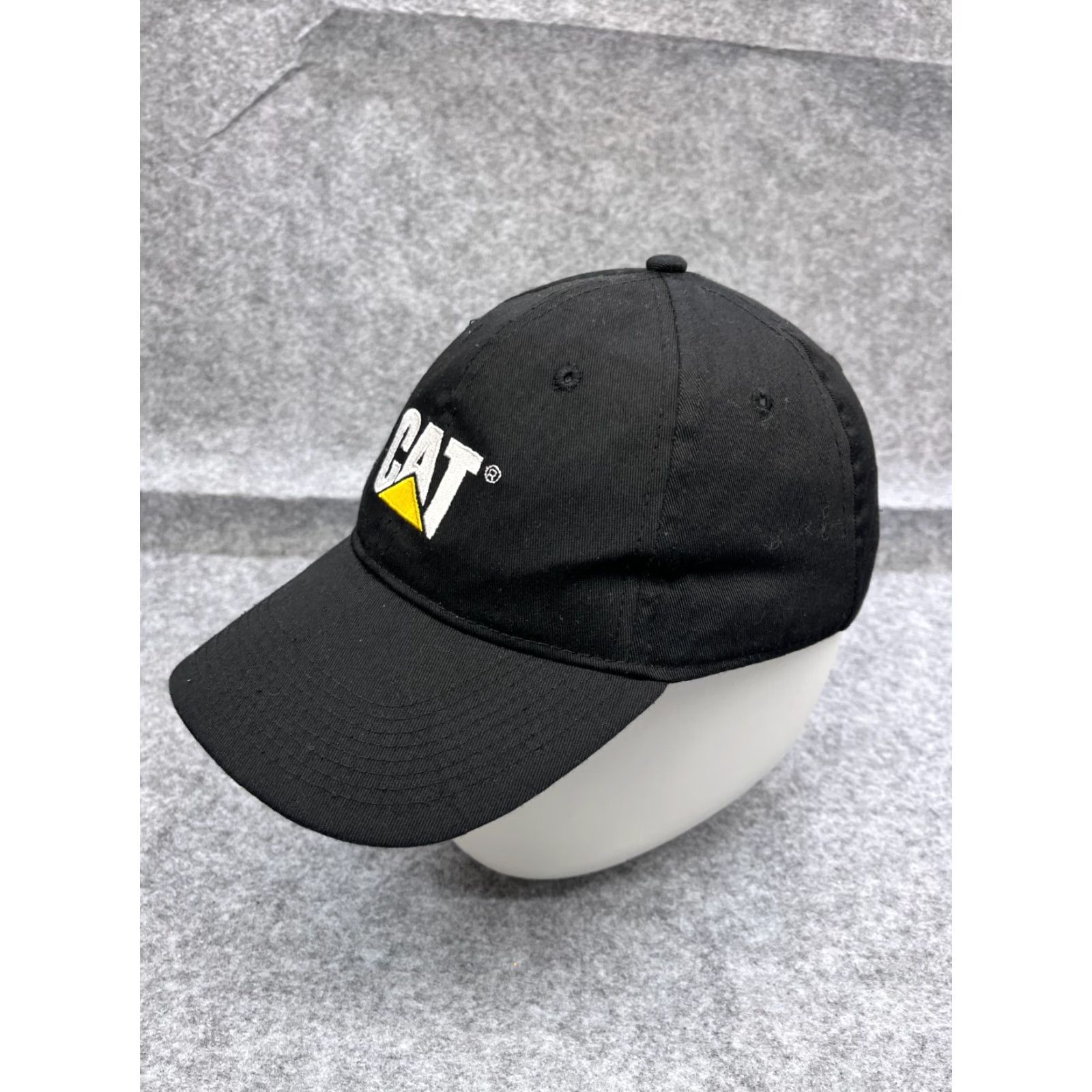 Vintage CAT Hat Cap Strap Back Adult One Size Black Caterpillar Machinery Cotton Poly Hat/Cap Casual Workwear Construction Logo White? Size ONE SIZE - 4 Thumbnail