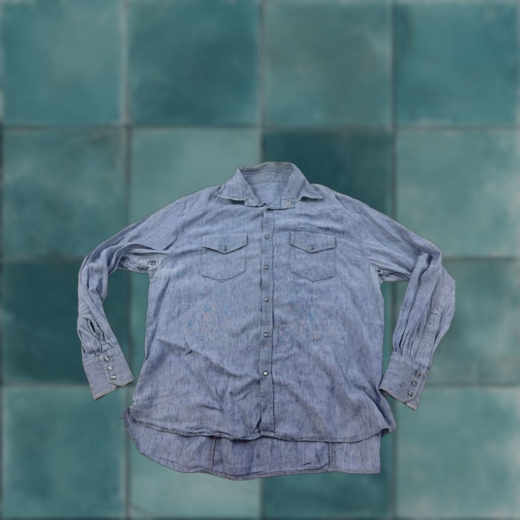 Vintage VINTAGE Western Shirt Men XL Chambray 50’s 60’s Distressed Pearl Snap Blue Long Sleeve Button-Up Unbranded Mens XL Size US XL / EU 56 / 4 - 1 Thumbnail
