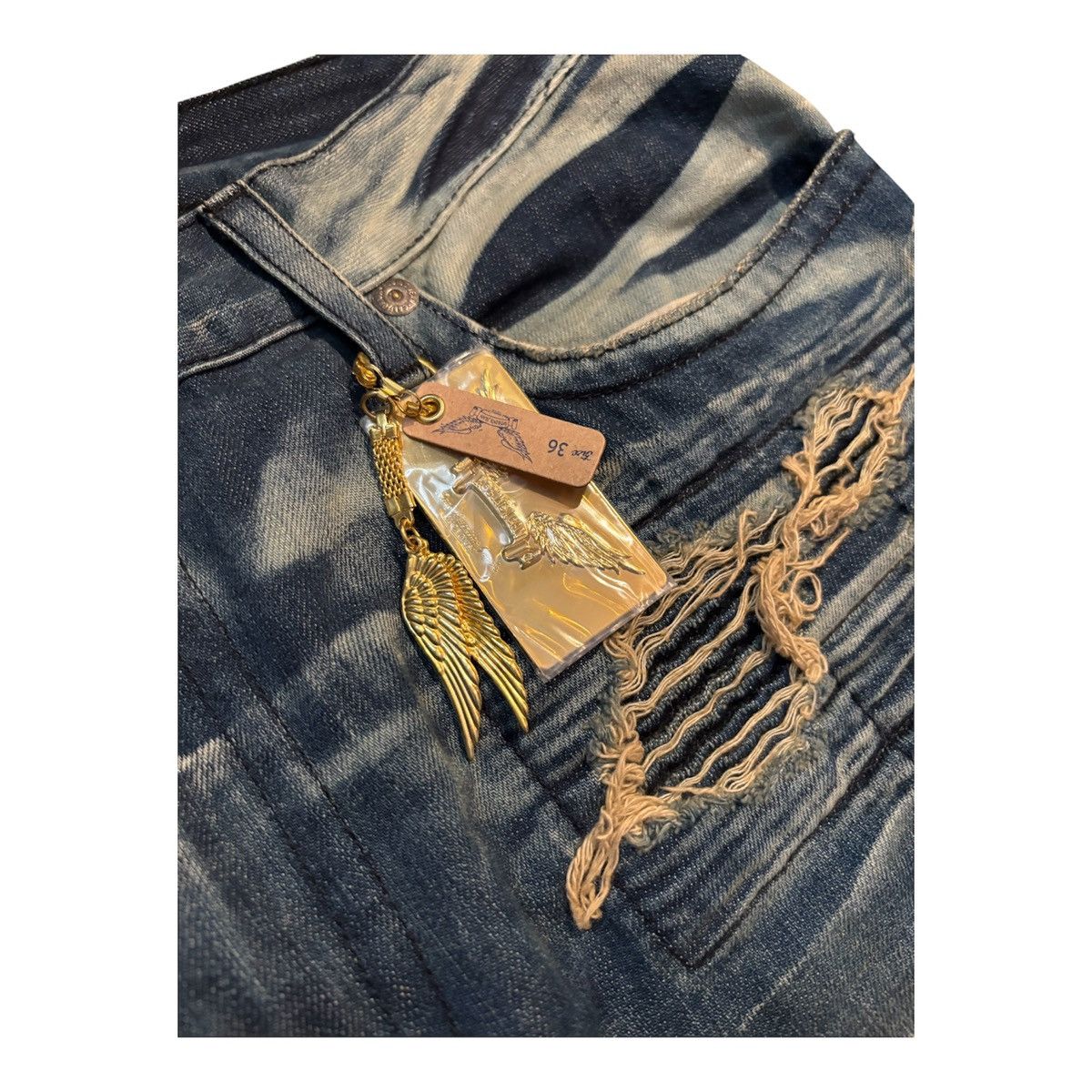 Robins Jeans Robins Jeans in 4D Blue with Silver Crystals Size US 36 / EU 52 - 4 Thumbnail