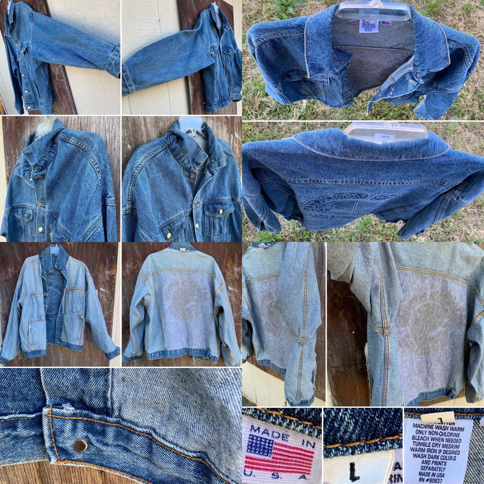 Vintage VINTAGE Golden State Warriors Embossed Denim Jacket Trucker Jean Made In USA Size L Size US 33 - 8 Thumbnail