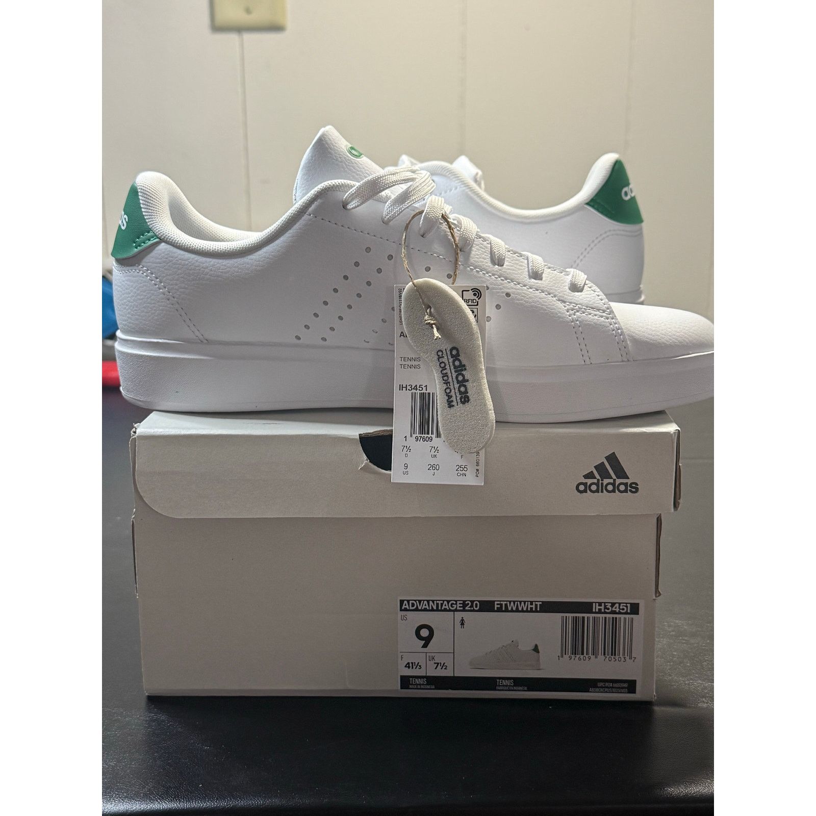 Adidas Adidas Advantage 2.0 - Wht/Green - Size 9M - IH3451 Size US 9 / EU 42 - 2 Thumbnail