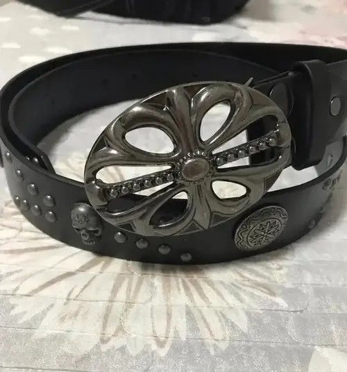 VIBE 110cm Vintage Skull Patern Belt Size ONE SIZE - 2 Thumbnail