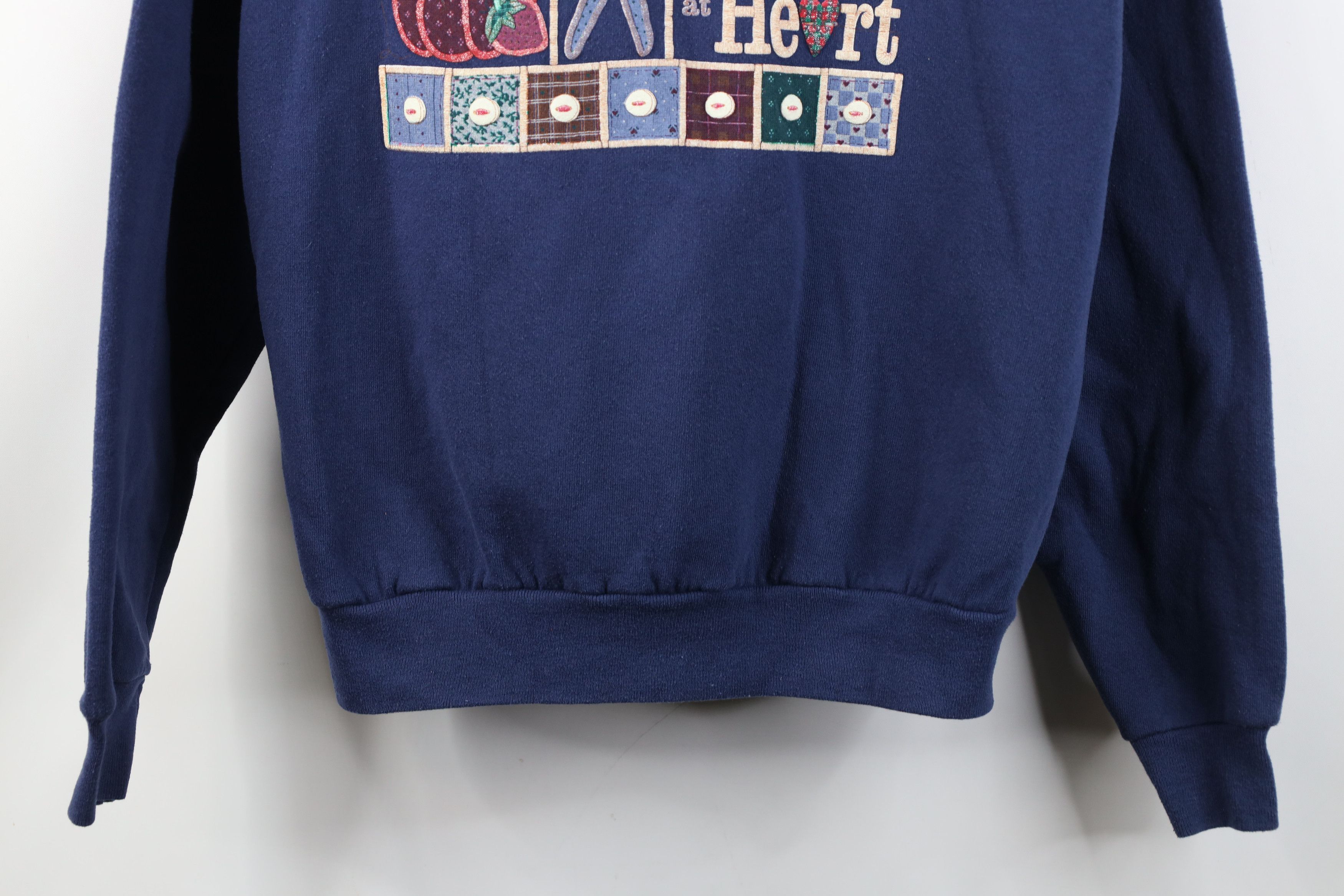 Vintage Vintage 90s Country Farmhouse Sew Puff Paint Sweatshirt Size XL / US 12-14 / IT 48-50 - 3 Thumbnail