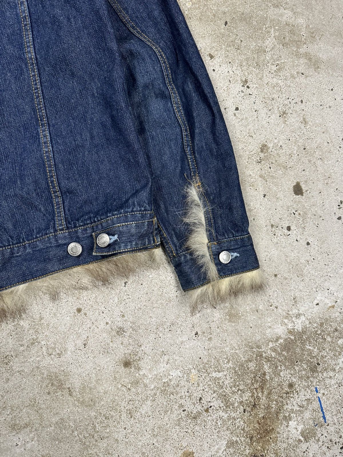 If Six Was Nine Vintage Y2K Real Fur Denim Trucker Jacket Jeans Archive Trim Size US M / EU 48-50 / 2 - 14 Thumbnail