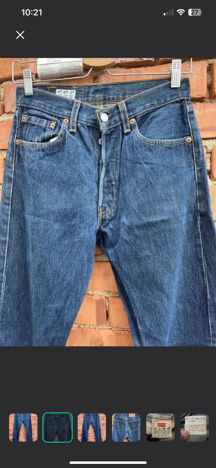 Jean Vintage 90s Levi's 501 Faded Blue Jeans Made in USA Size 28" / US 6 / IT 42 - 2 Thumbnail