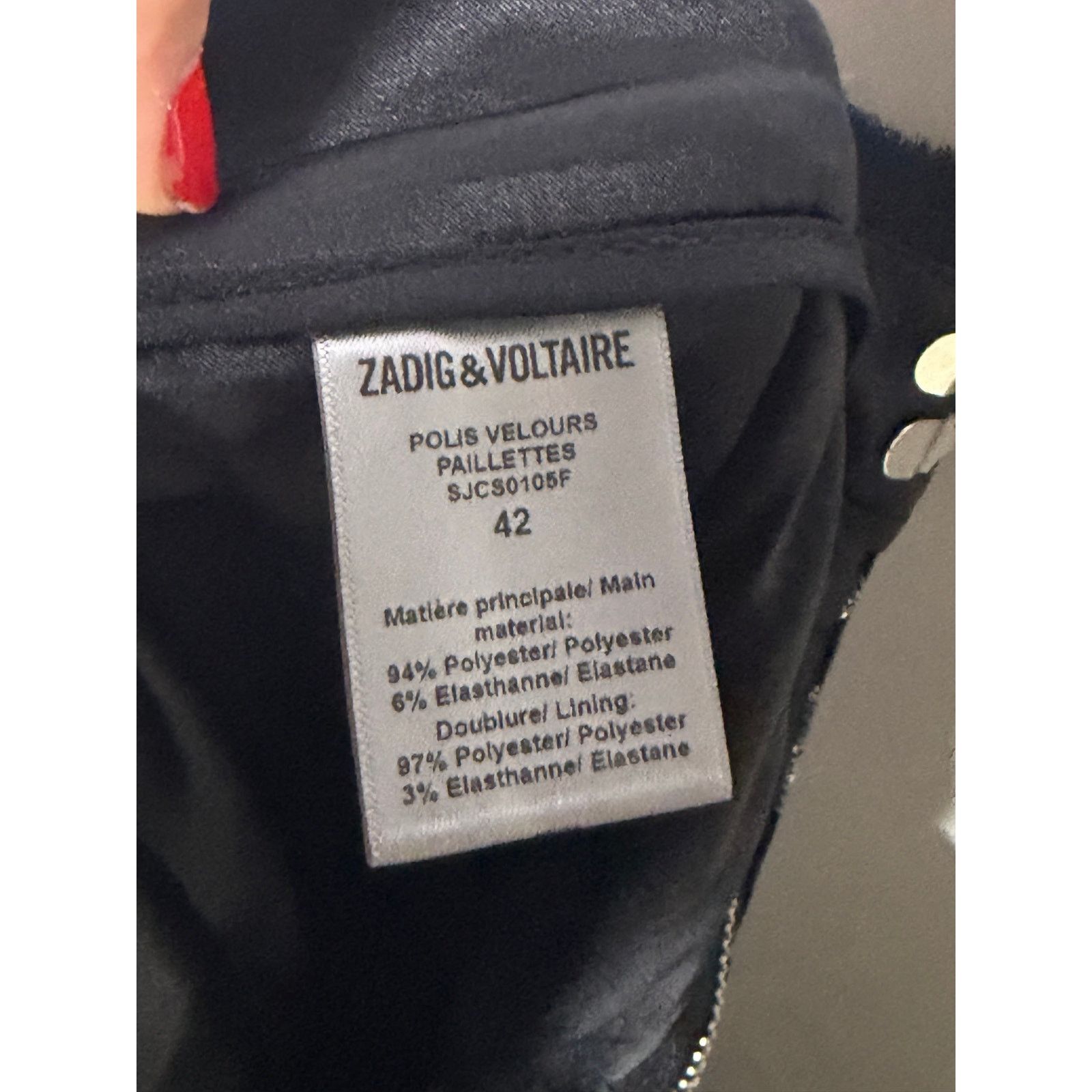 Zadig & Voltaire Zadig & Voltaire Polis Velours black silver sequin pant 42 Size 32" / US 10 / IT 46 - 10 Thumbnail