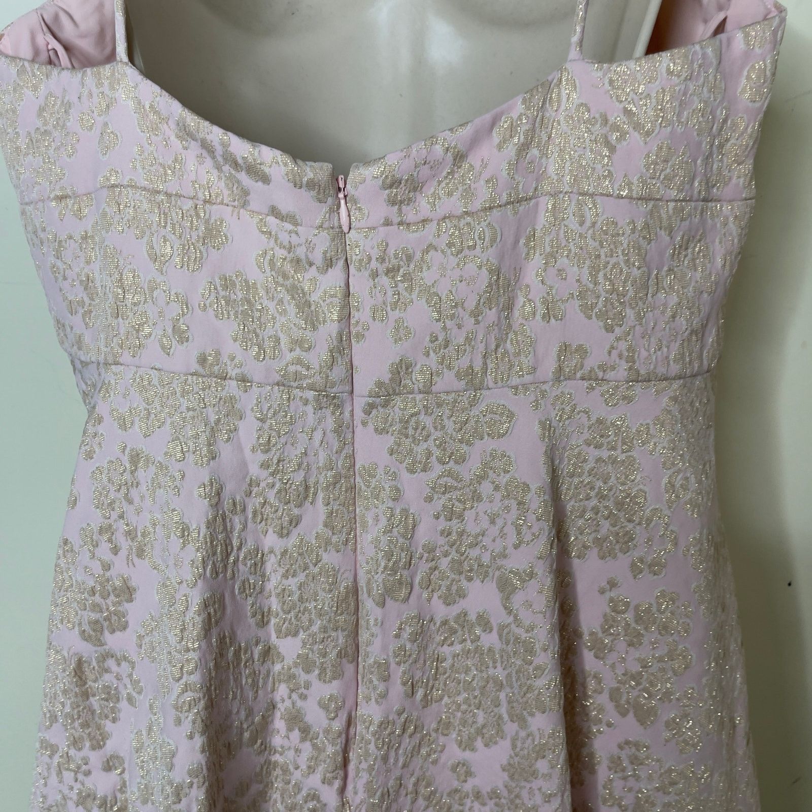 Badgley Mischka Badgley Mischka Pink Golden Hue Jaquard Mini Dress sz 16 Size XXL / US 16-18 / IT 52-54 - 7 Thumbnail