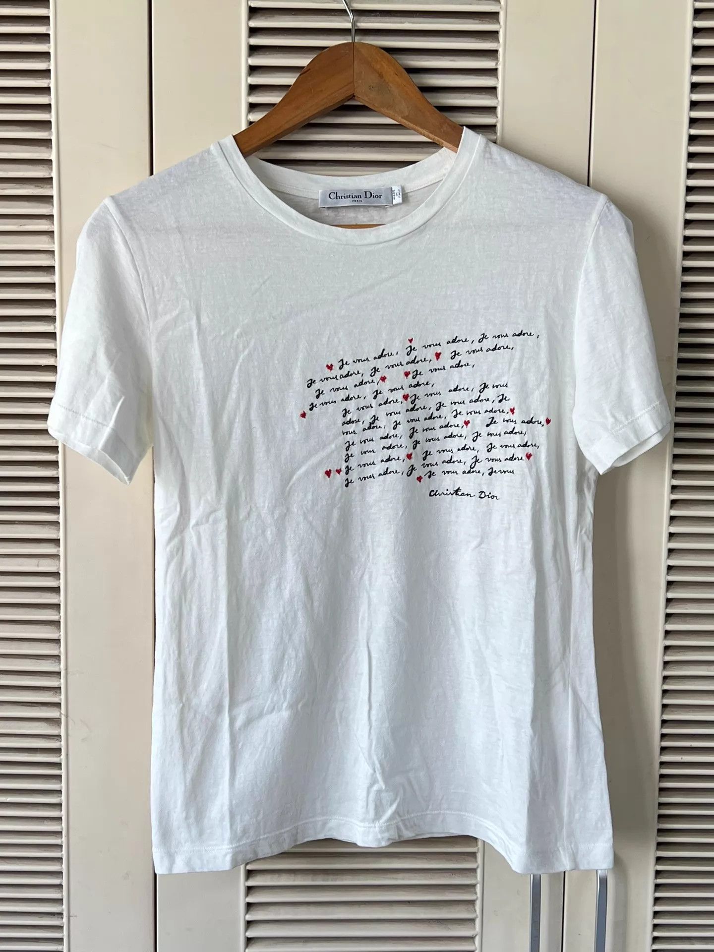 Dior Dior WhiteT-Shirt XS French Text + Bee Embroidery Size XS / US 0-2 / IT 36-38 - 1 Thumbnail