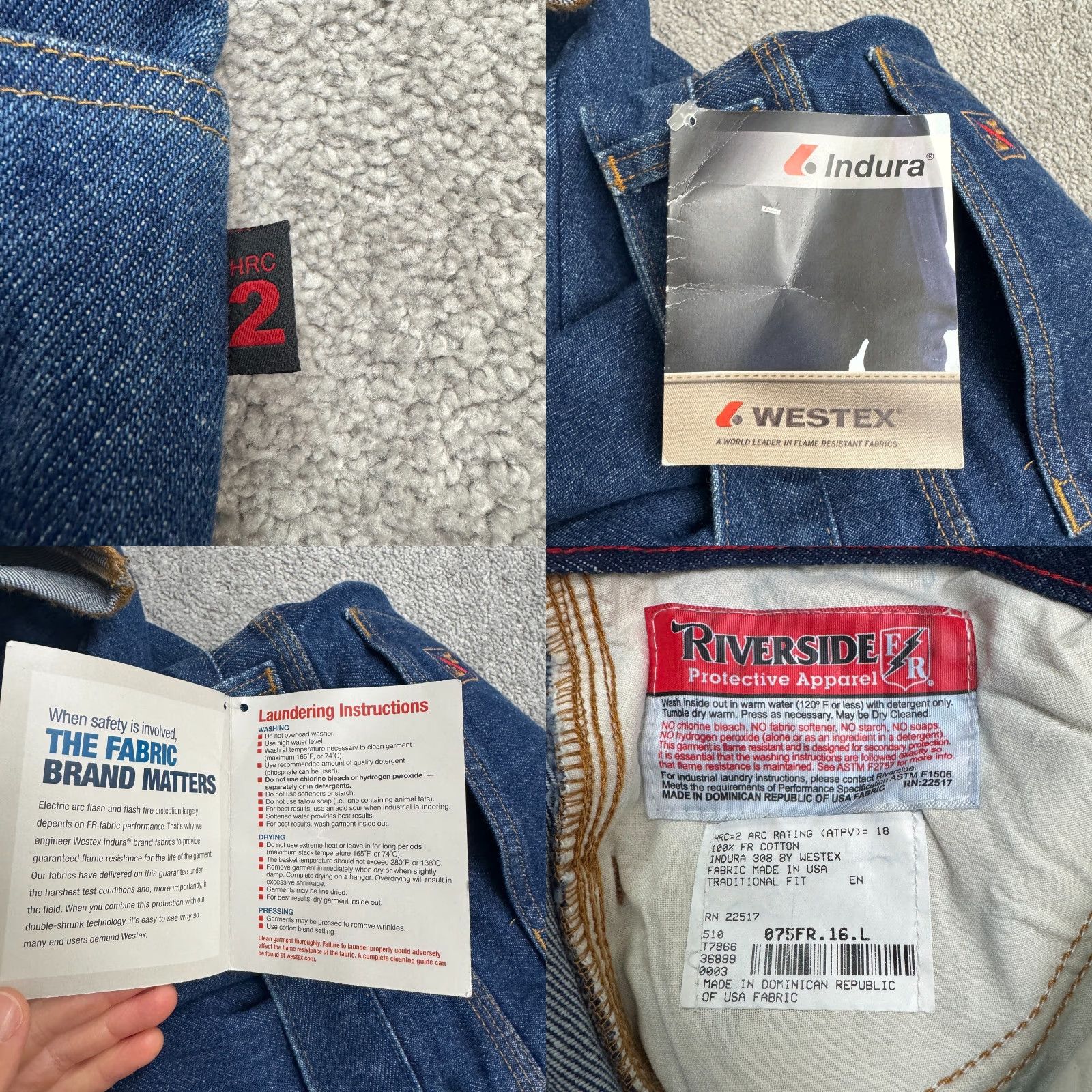 Vintage Riverside Jeans Mens 38x34 Denim Flame-Resistant 5-Pocket Regular Straight Blue NWT USA Logo Size US 38 / EU 54 - 8 Thumbnail